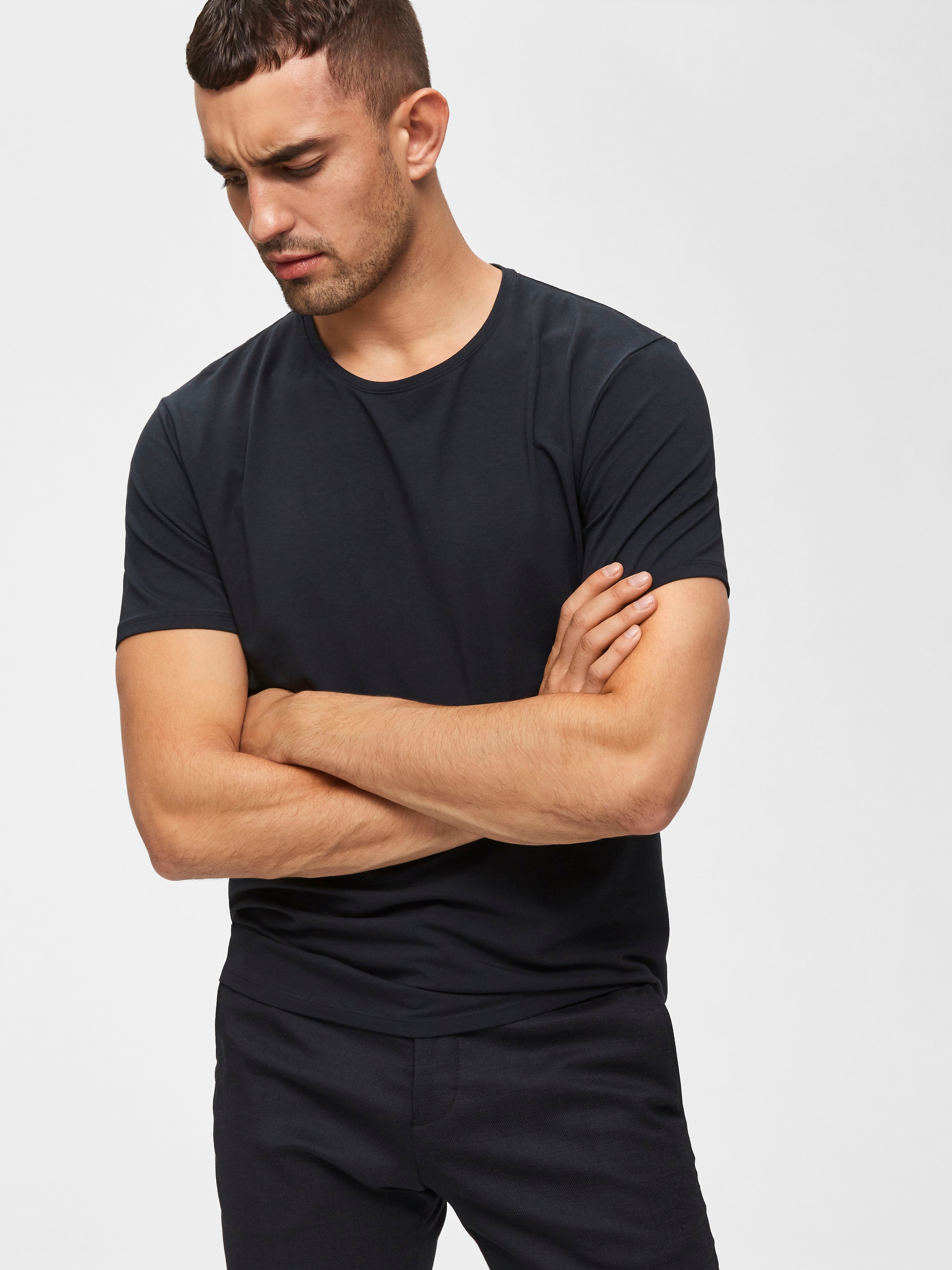SELECTED HOMME Rundhalsshirt »SLHNEWPIMA SS O-NECK TEE NOOS«