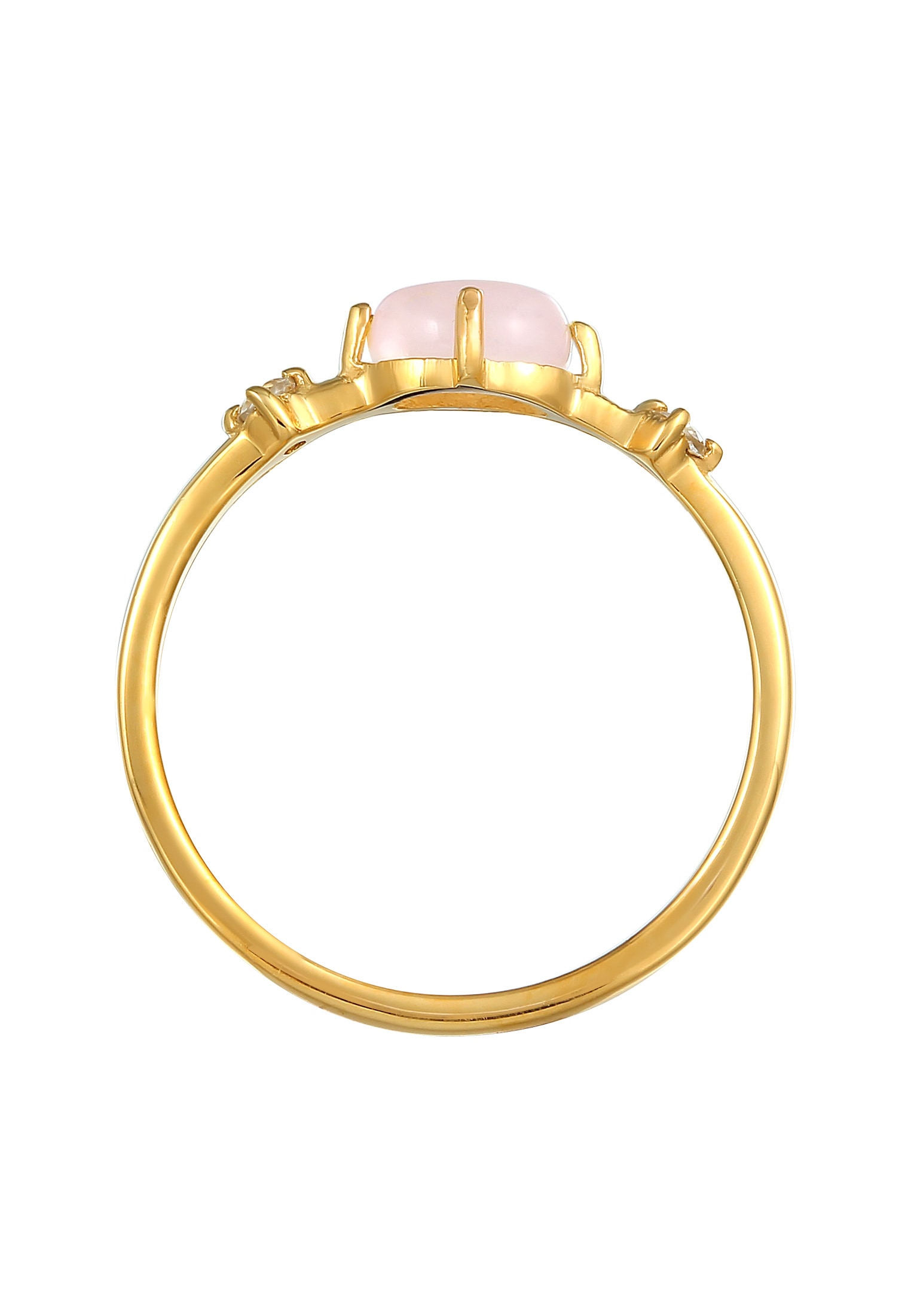 Elli Premium Fingerring »Rosa Quarz Topas Edelstein Klassik 375er Gelbgold«