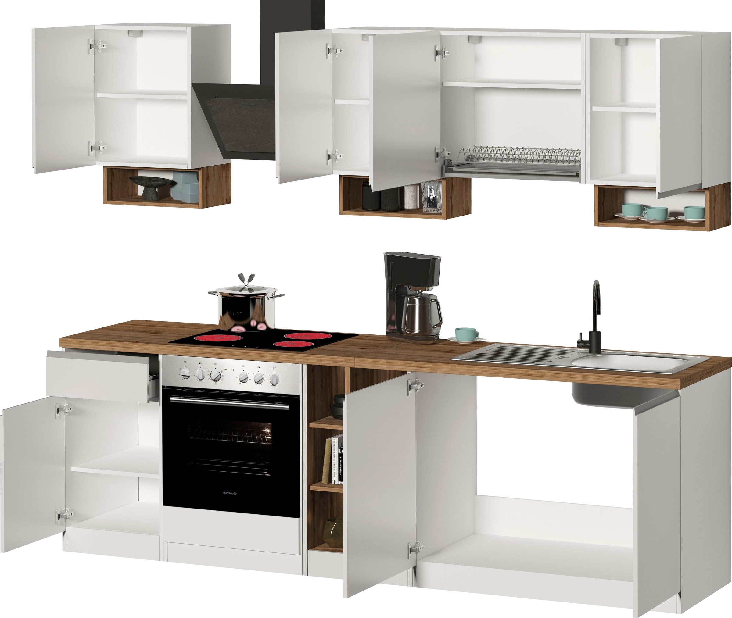 KOCHSTATION Küchenzeile »KS-Sole«, Breite 256 cm, mit Geschirr-Abtropfschrank, ohne E-Geräte