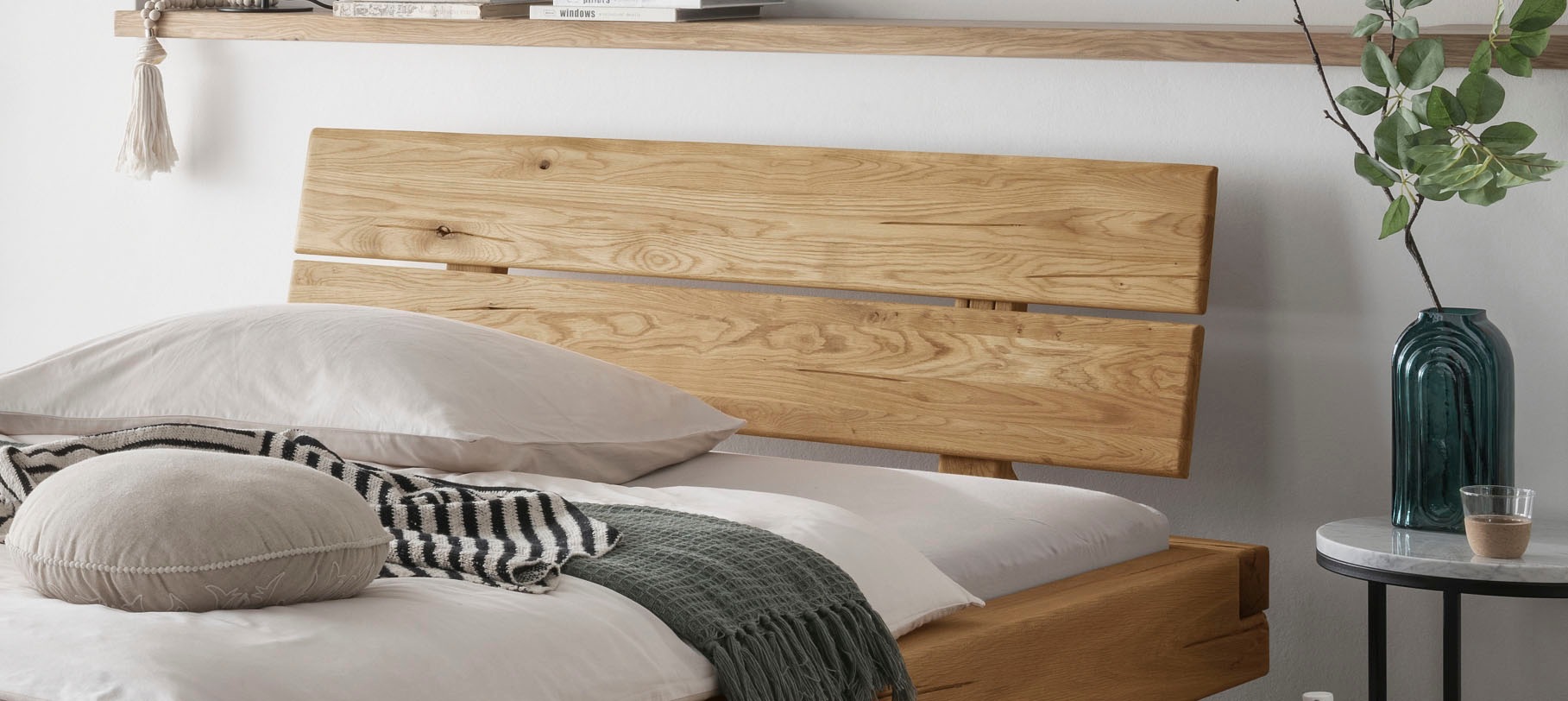 Home affaire Massivholzbett »Ultima Balkenbett Doppelbett, Füße Metallkufe« günstig online kaufen