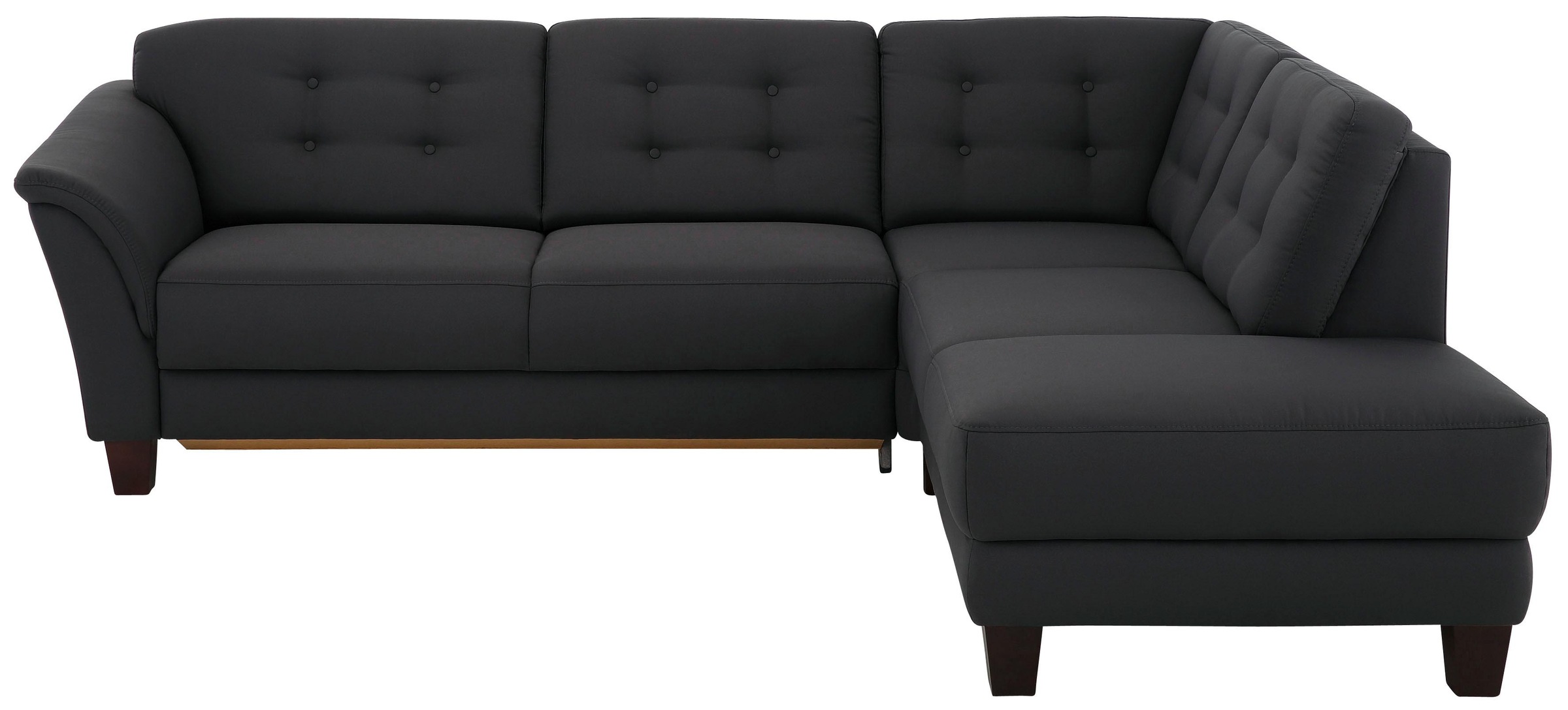 Home affaire Ecksofa »Trondheim L-Form«, mit Federkern und Knopfheftung im Rücken, Füße Buche dunkel