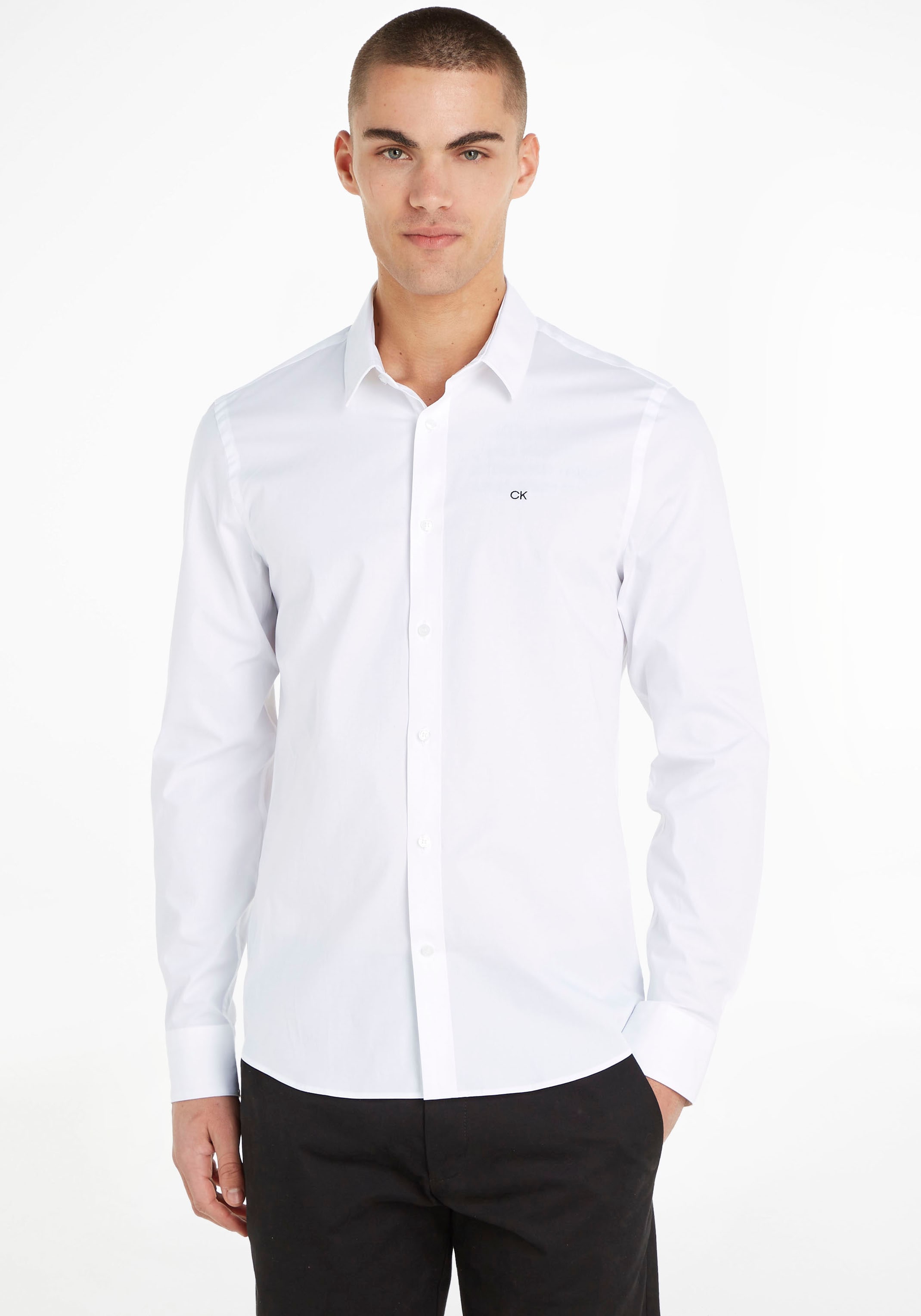 Calvin Klein Businesshemd »STRETCH POPLIN SLIM SHIRT«, mit Calvin Klein Logo auf der Brust