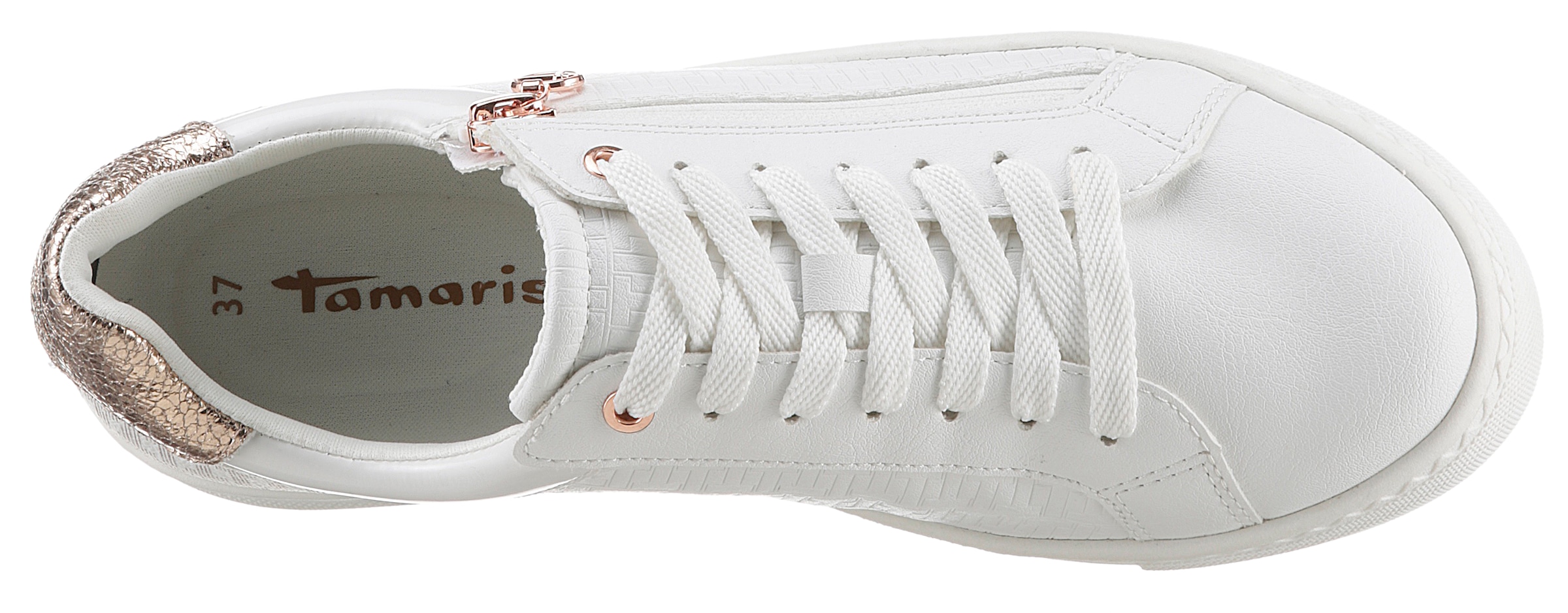 Tamaris Plateausneaker, Freizeitschuh, Halbschuh, Schnürer mit Besätzen und Glitzerdetails