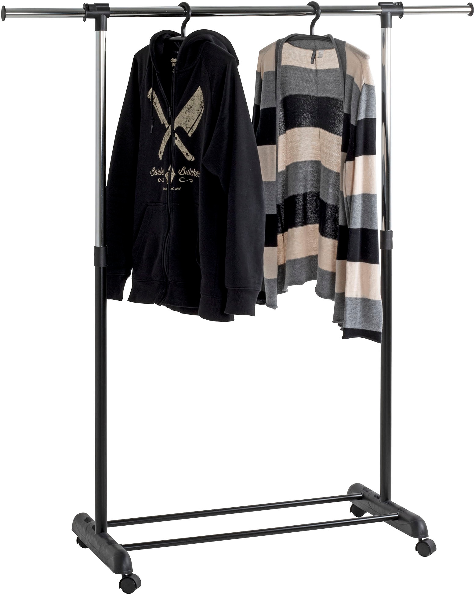 HAKU Garderobenständer »Garderobe, Garderobenständer, Kleiderständer auf Rollen, Kleiderwagen« rechteckig - aus Metall Schwarz - B/T/H 95/44/95-170 cm