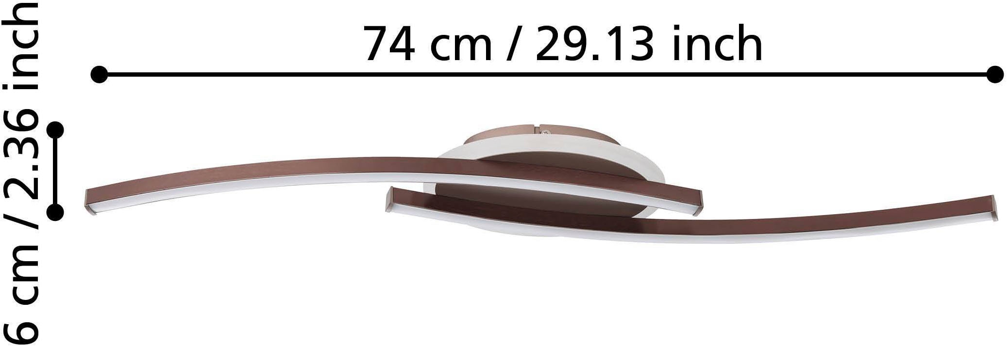 EGLO Deckenleuchte »Lungolago Deckenlampe, Bürolampe Decke aus Metall, Flurlampe, Lampe« LED-Modul 1 Stk. Neutralweiß Wand-/Deckenleuchte - L74 x B14 x H6 cm - bronze - 12W inkl.