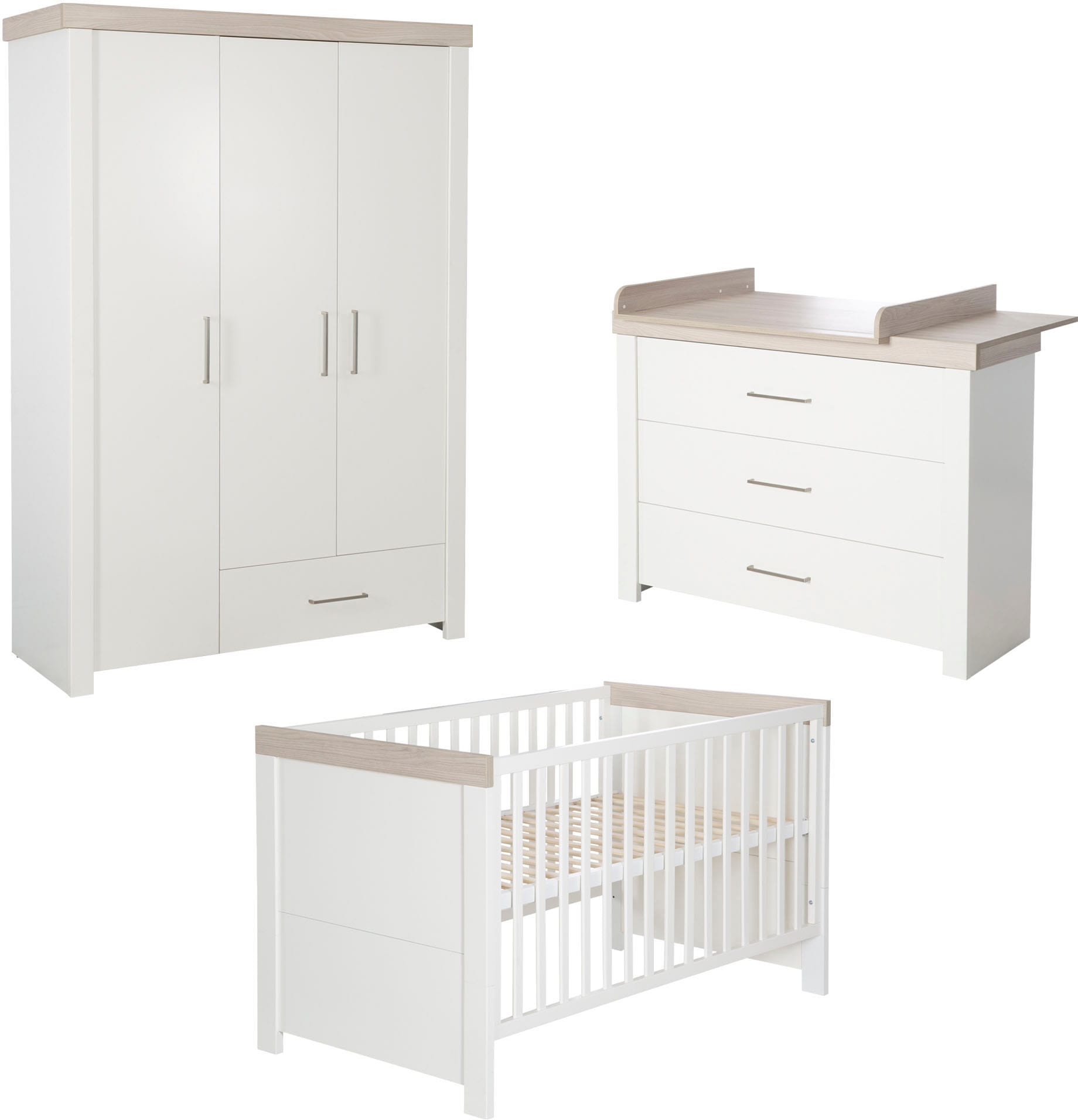 roba® Babyzimmer-Komplettset »Lucy«, (Set, 3 tlg., Gitterbett, Schrank, Wic günstig online kaufen