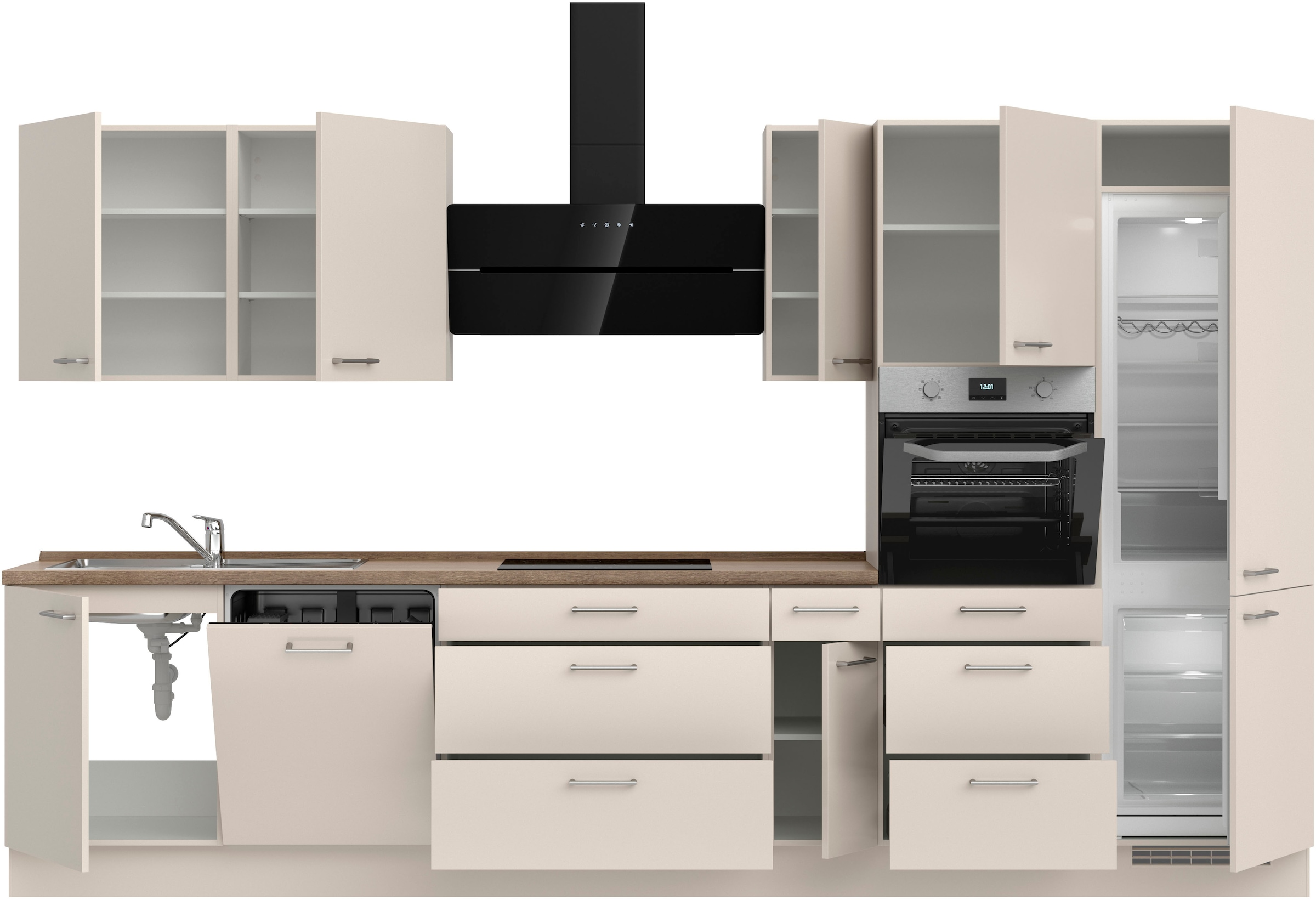 nobilia® Küchenzeile »"Laser II"«, vormontiert, Ausrichtung wählbar, Breite 360 cm, wahlw. mit E-Geräten