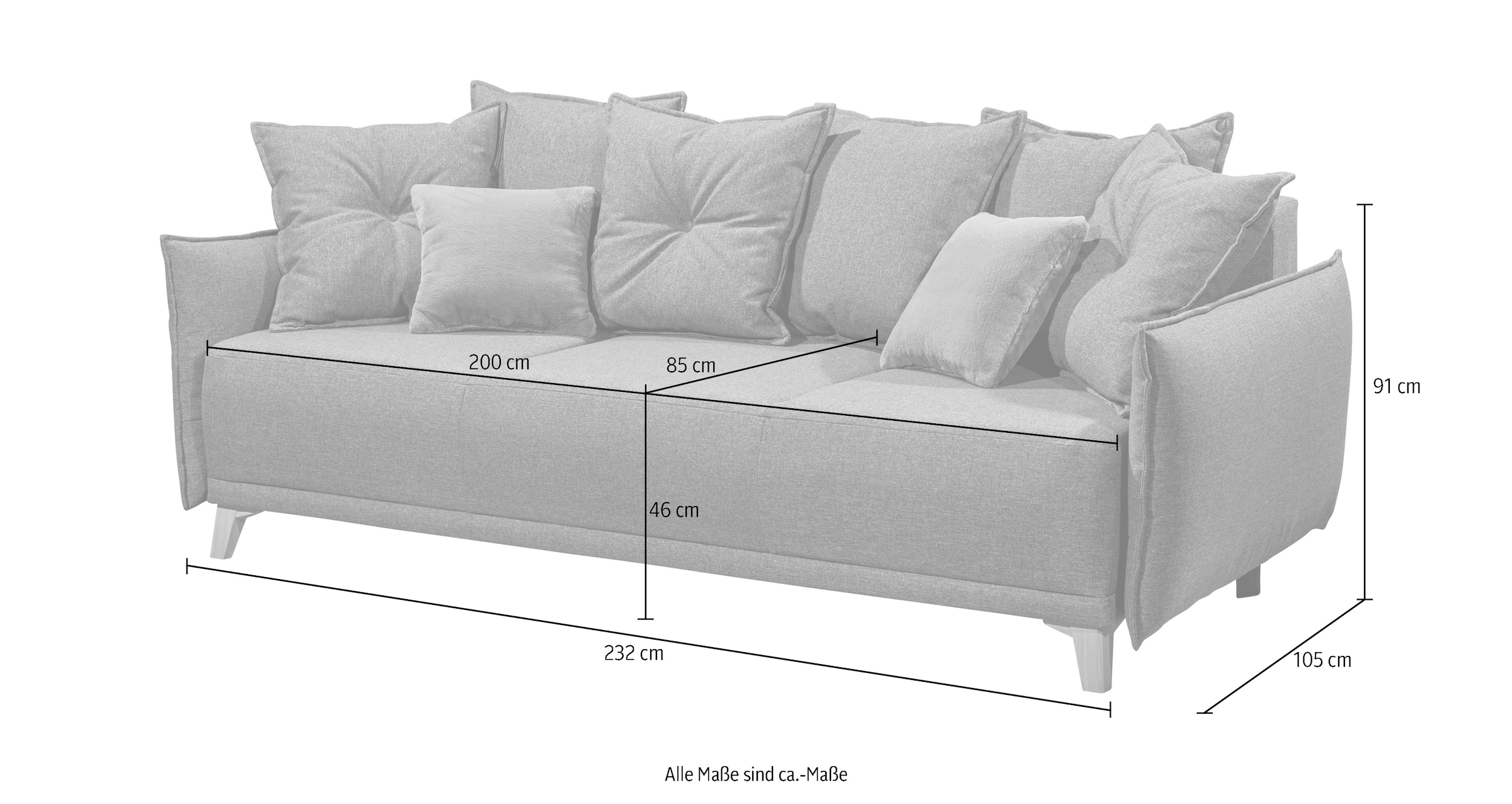 ED EXCITING DESIGN Schlafsofa »Pamplona«, mit Bettfunktion, Bettkasten, Rücken- und Zierkissen, frei im Raum