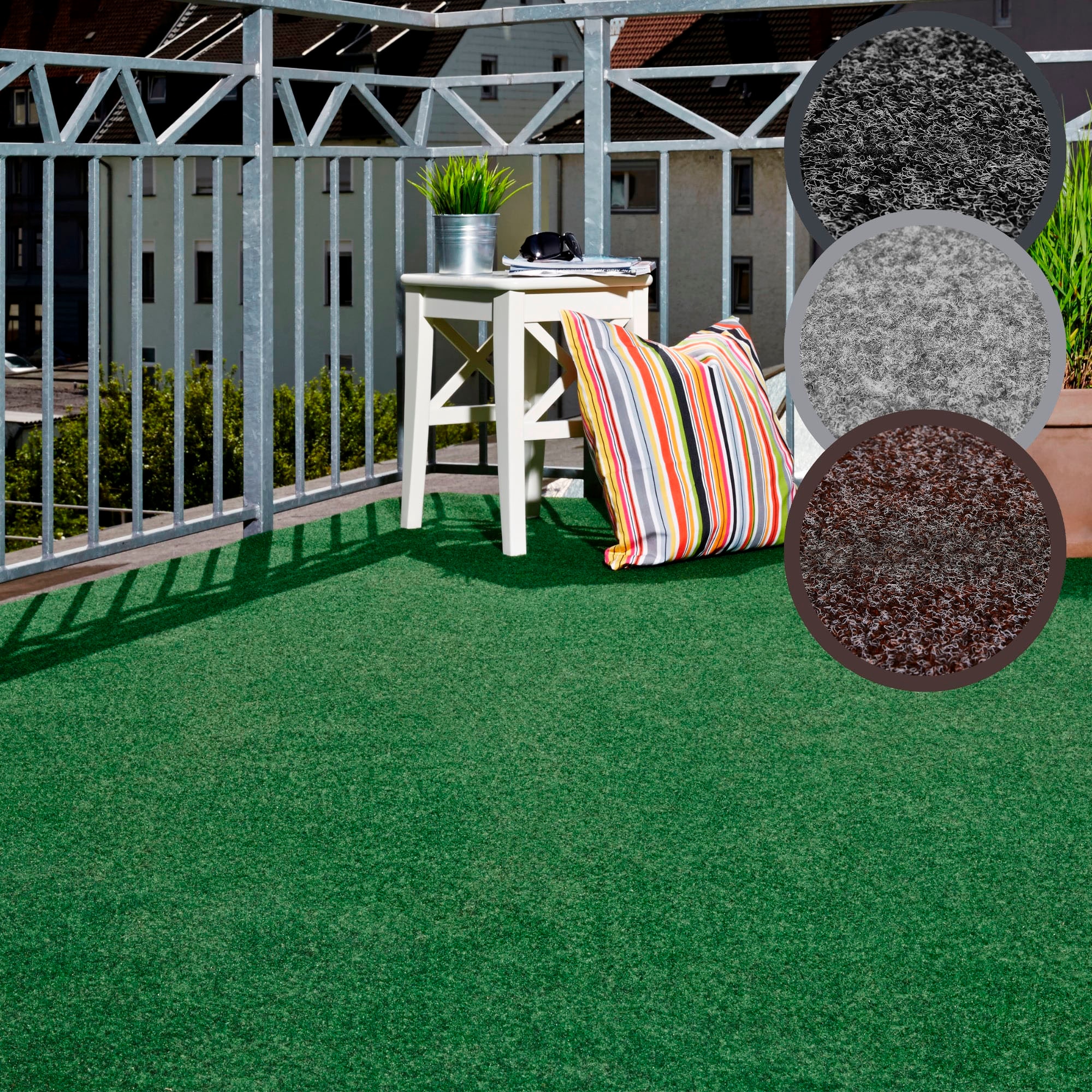 ANDIAMO Kunstrasen »Aberdeen, Made in Belgium« rechteckig 10 mm Höhe aus Nadelfilz, mit Drainagenoppen, für Balkon, Terasse, Wintergarten grün...