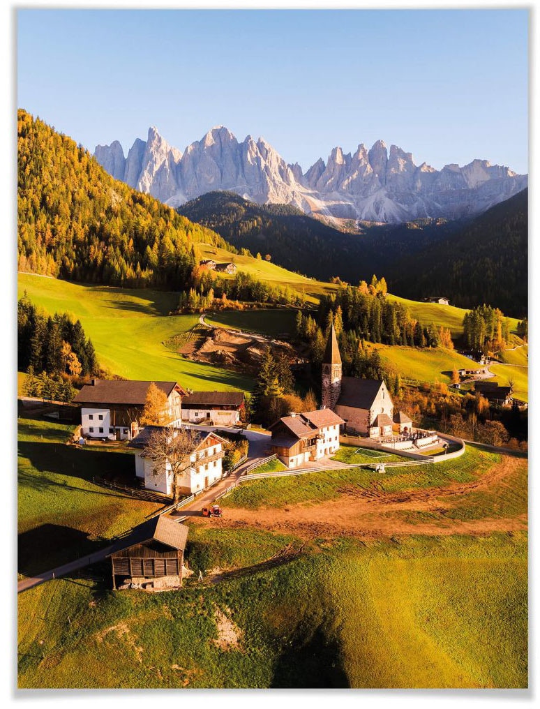 Wall-Art Poster »Dorf Dolomiten«, Landschaften, (1 St.), Poster, Wandbild,  Bild, Wandposter auf Rechnung kaufen