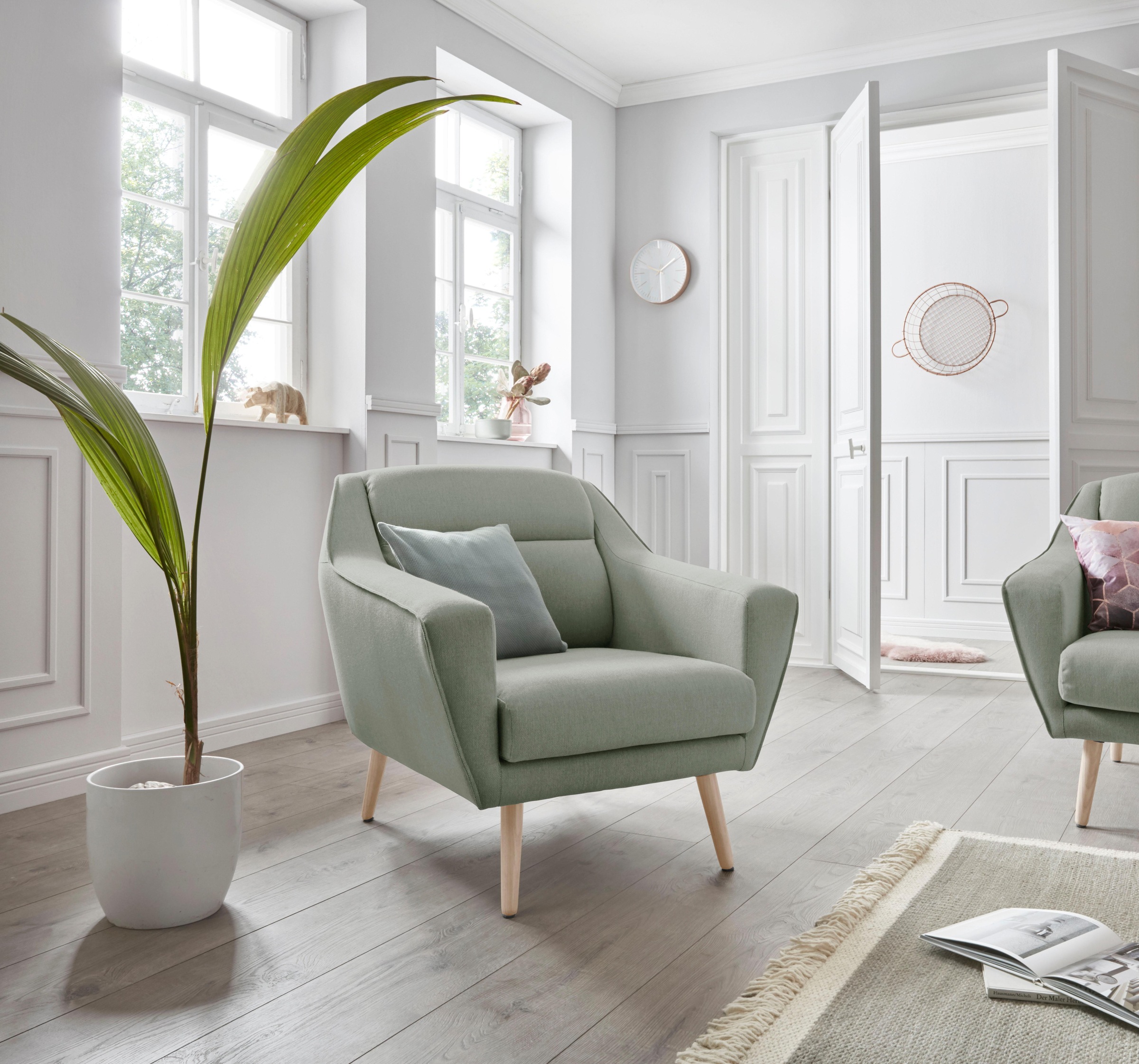 andas Sessel »Bille«, mit Naht im Rückenkissen und Eiche-Beinen, Design by günstig online kaufen