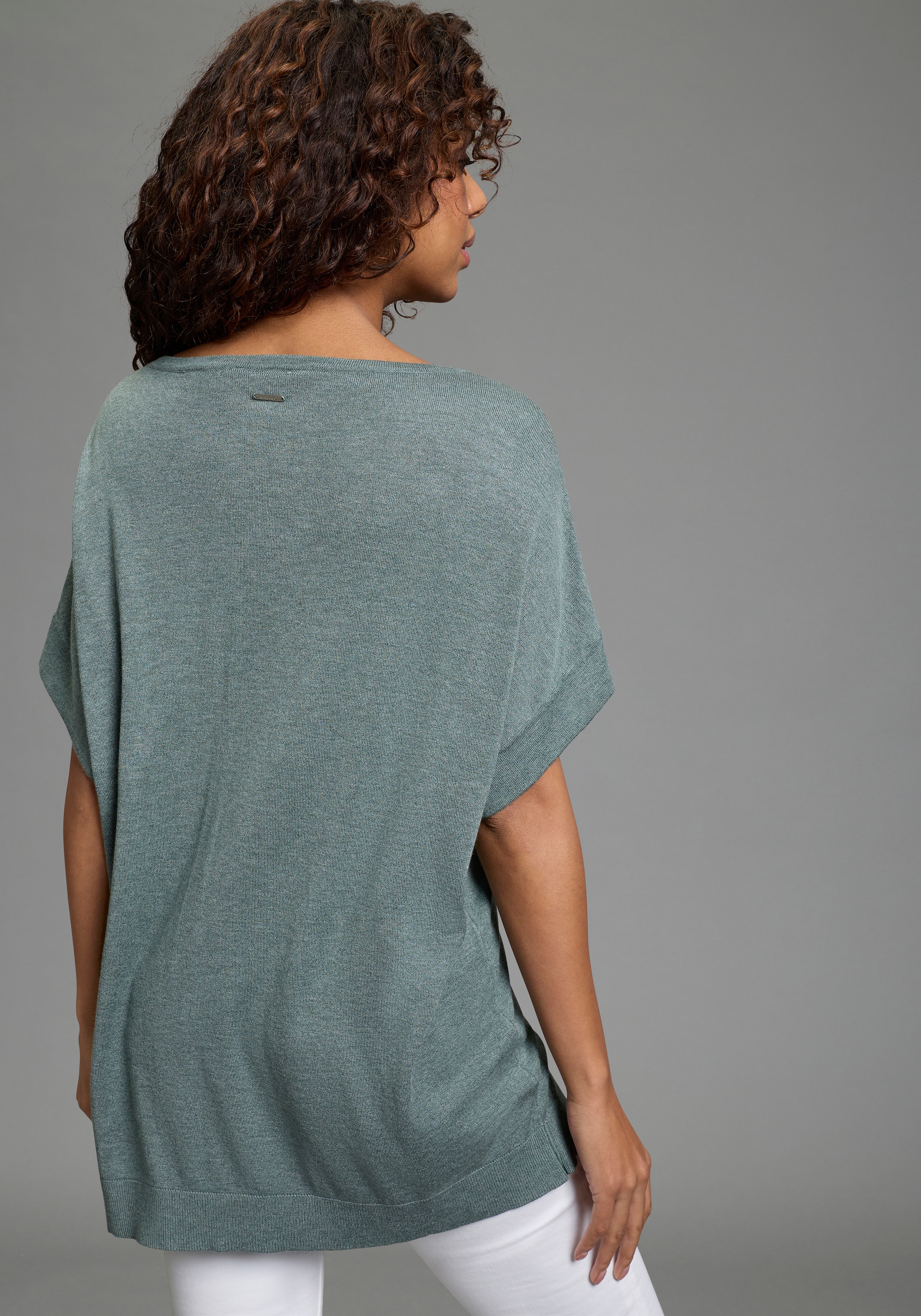 Laura Scott CURVE V-Ausschnitt-Pullover sommerlicher Feinstrick mit figurschmeichelnder Passform