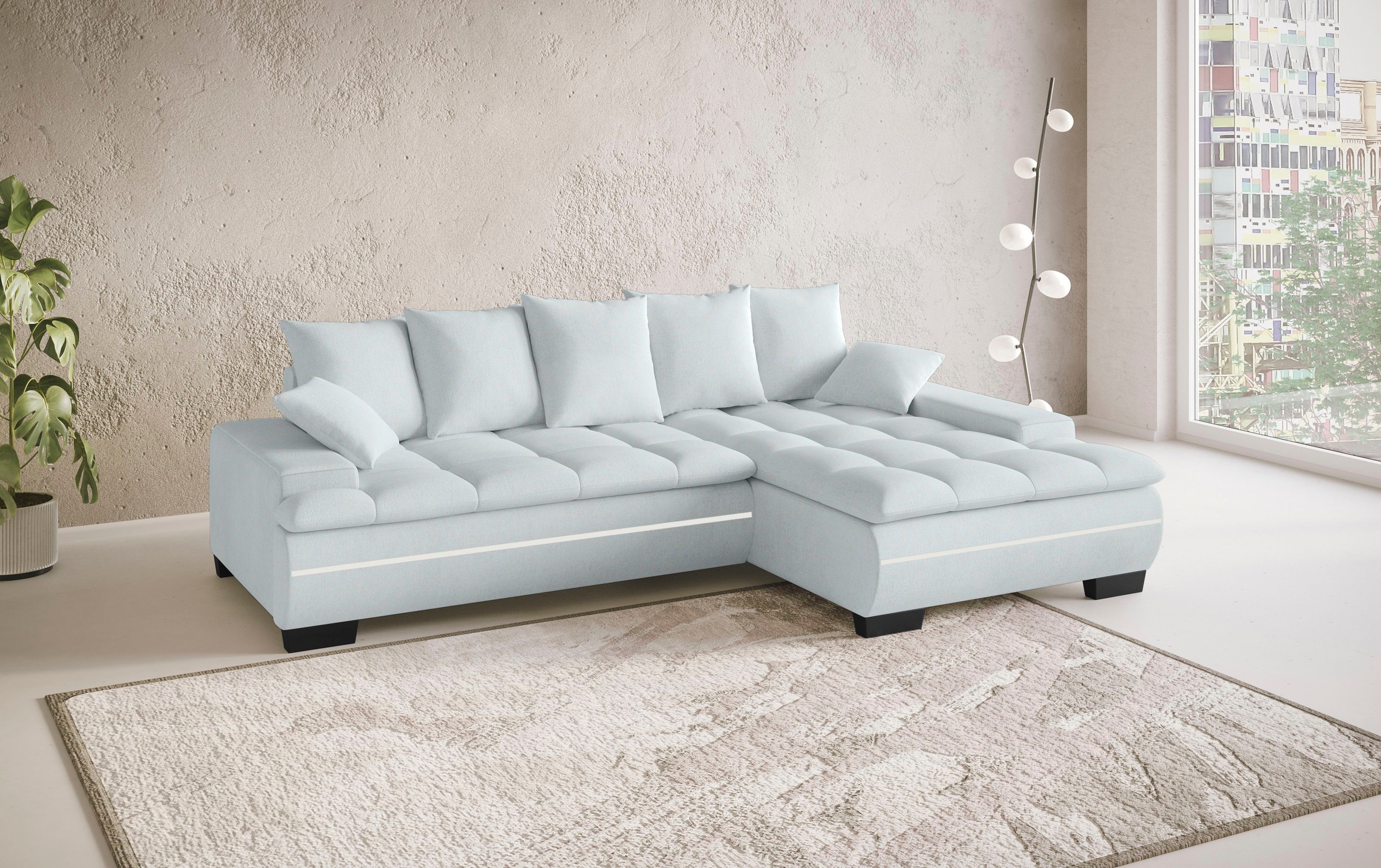 Mr. Couch Ecksofa »Haiti II, L-Form«, RGB-LED Beleuchtung, wahlweise mit Kaltschaum, Bett, Bettkasten