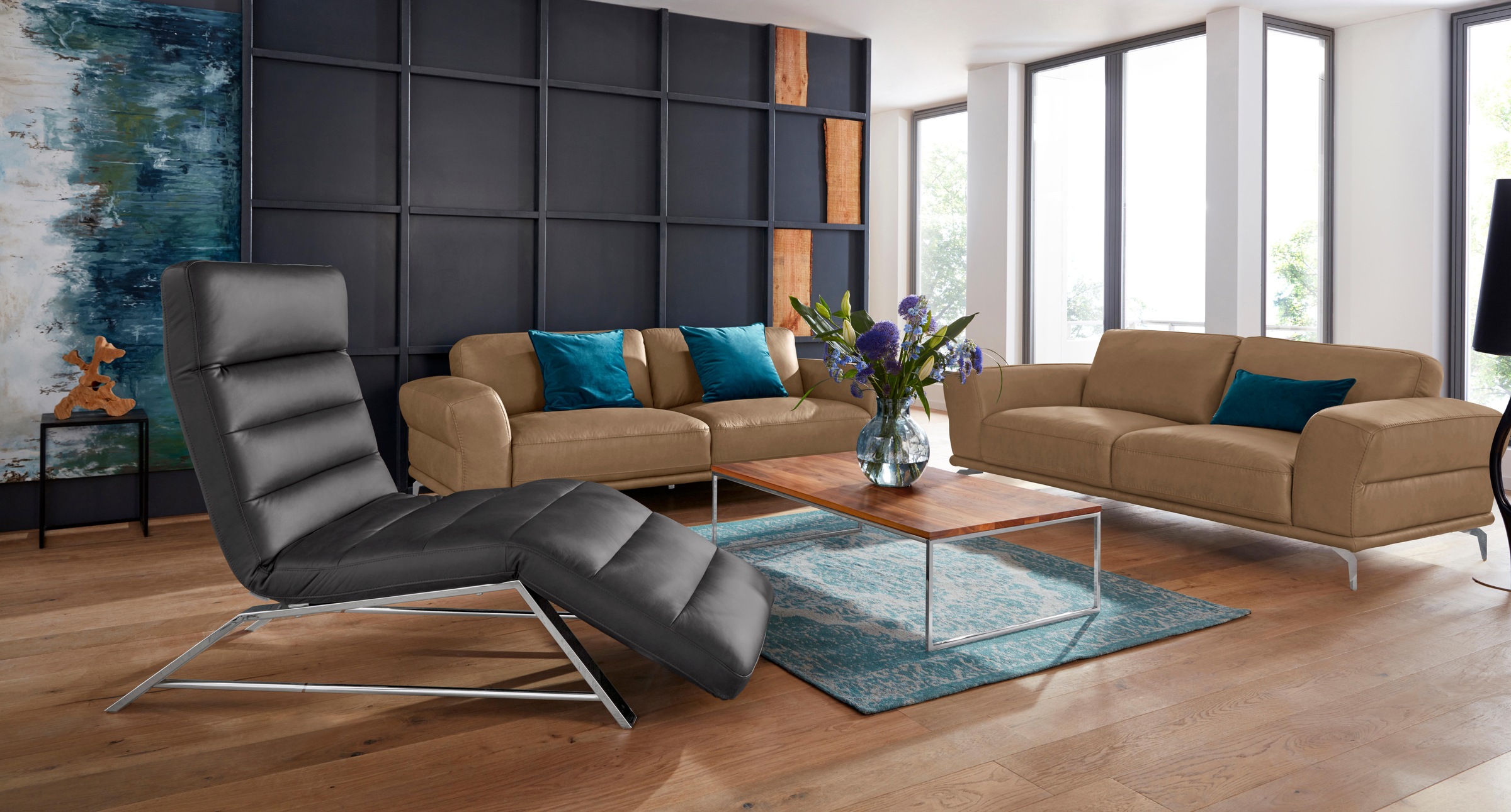 W.SCHILLIG 2,5-Sitzer »montanaa«, mit Metallfüßen in Chrom glänzend, Breite 212 cm