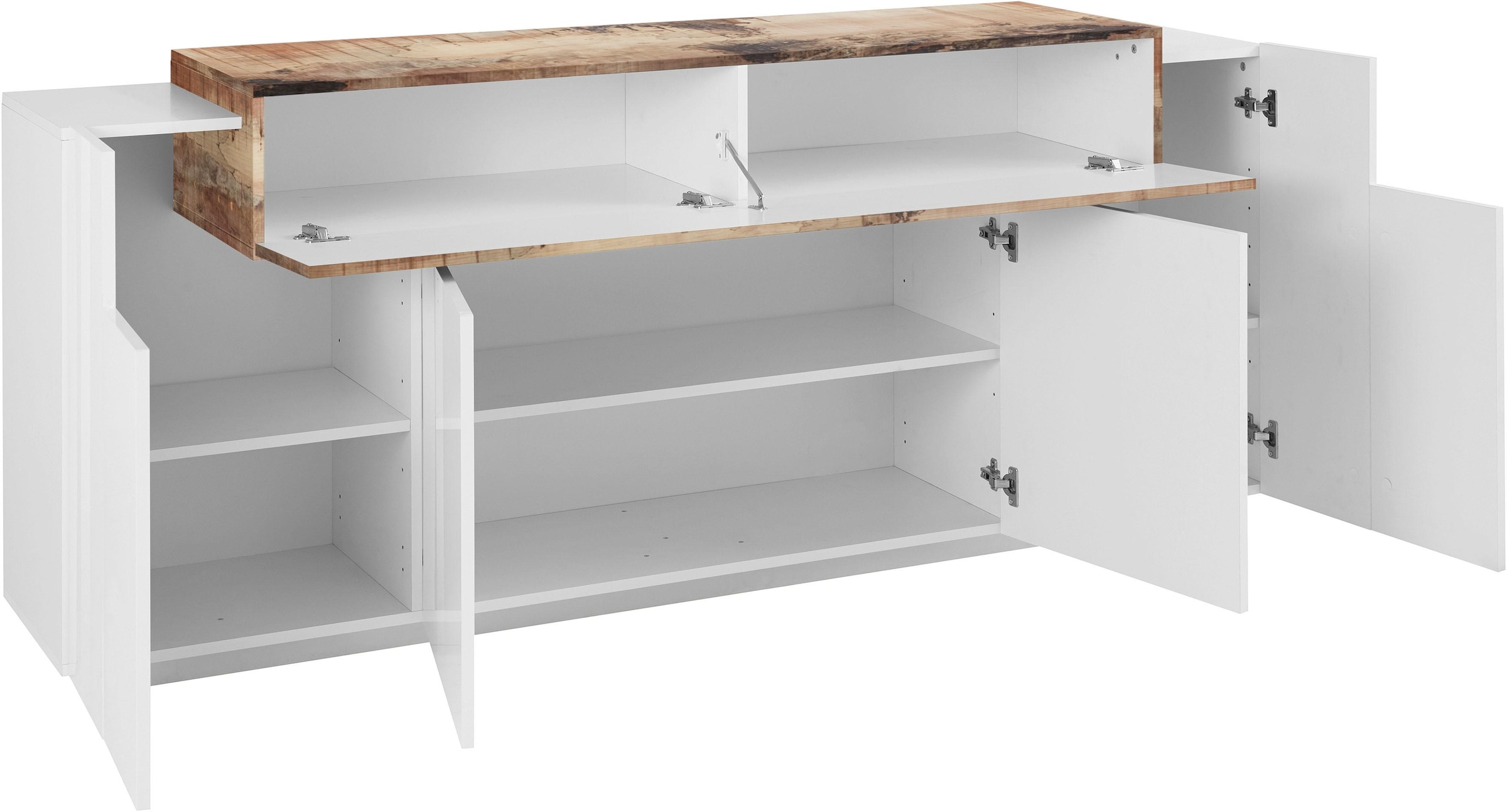 INOSIGN Sideboard »Coro, Kommode, Schrank, Kredenz, grifflos mit Einlegeböden«, 1 klappe,4 Türen, Doppeltiefe, B/T/H 200x45x85,6cm
