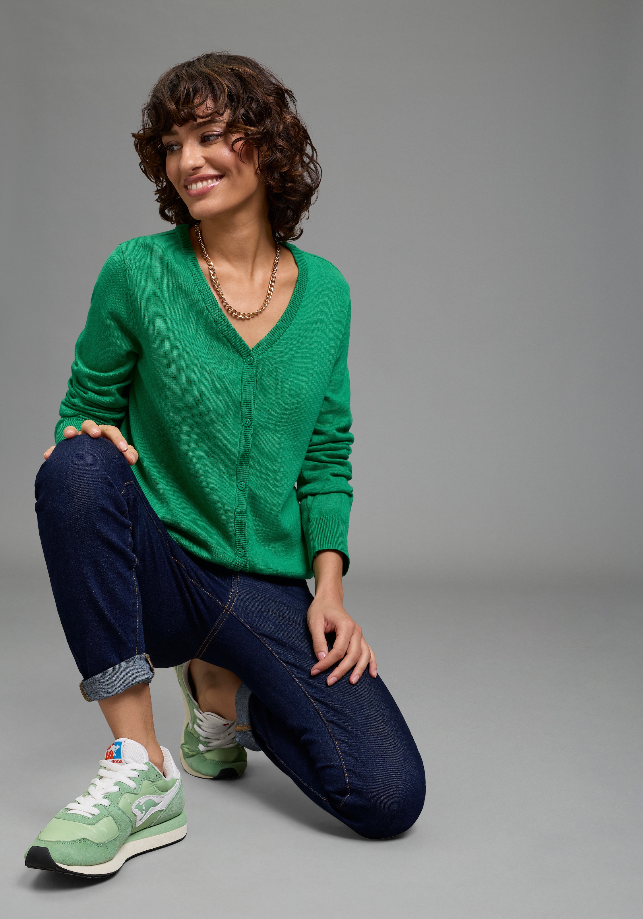 Flashlights Strickjacke mit V-Ausschnitt und Knopfleiste