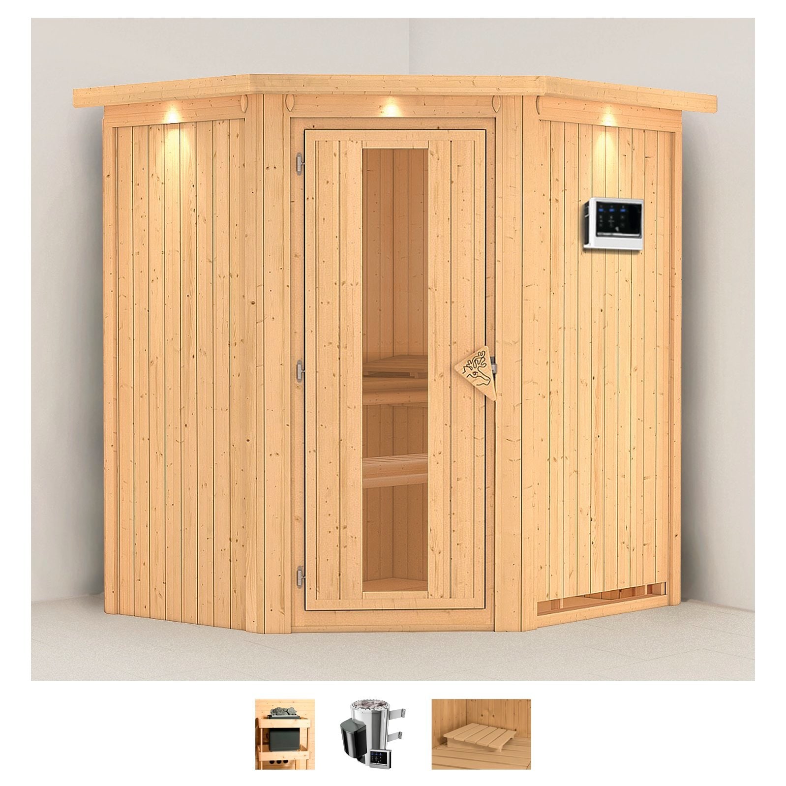 Karibu Sauna »Tomke« Set, 3,6-kW-Plug & Play Ofen mit externer Steuerung günstig online kaufen