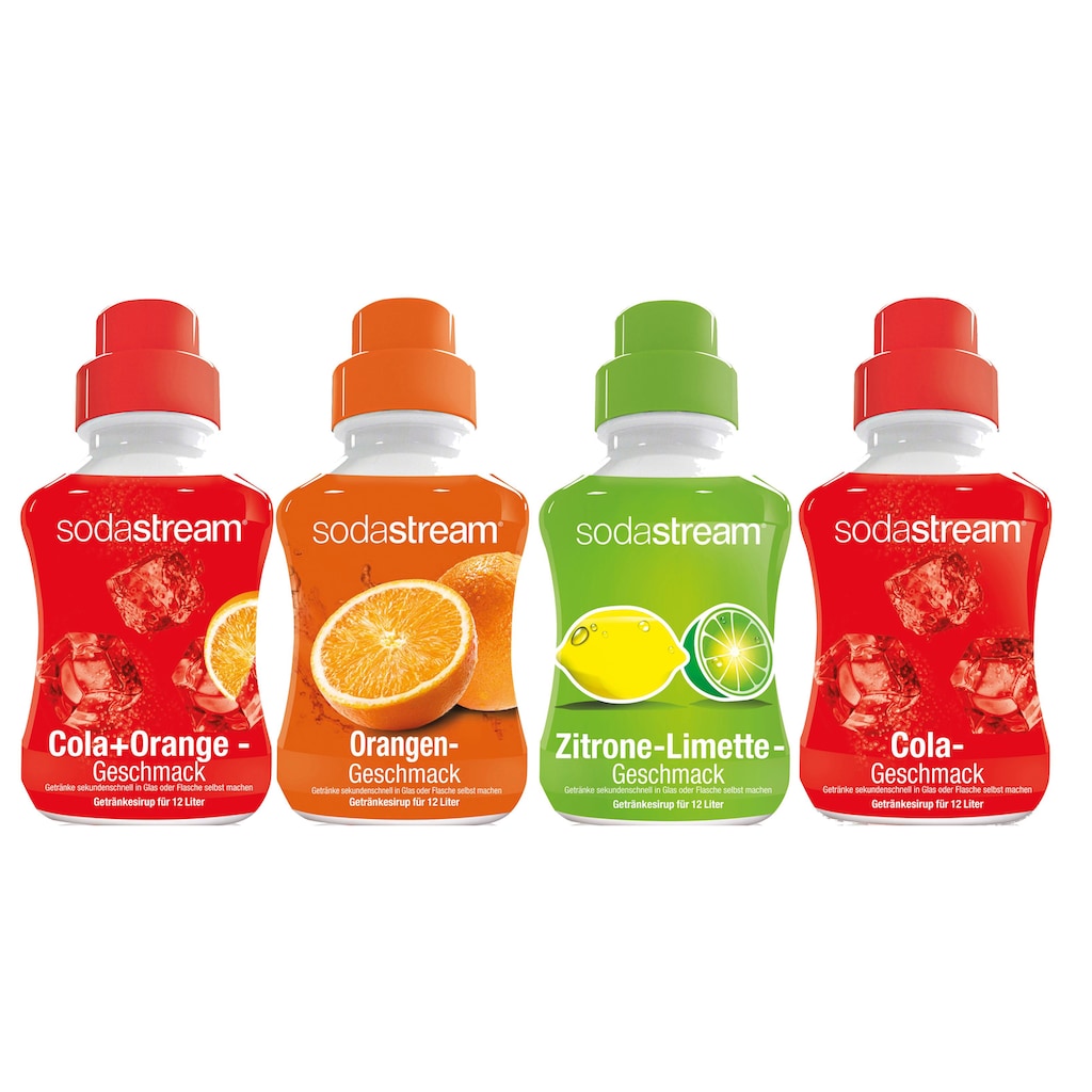 SodaStream Getränke-Sirup »je 0,5 l«, Cola+Orange, Orange, Zitrone-Limette, Cola, 0,5 l, (4 Flaschen)