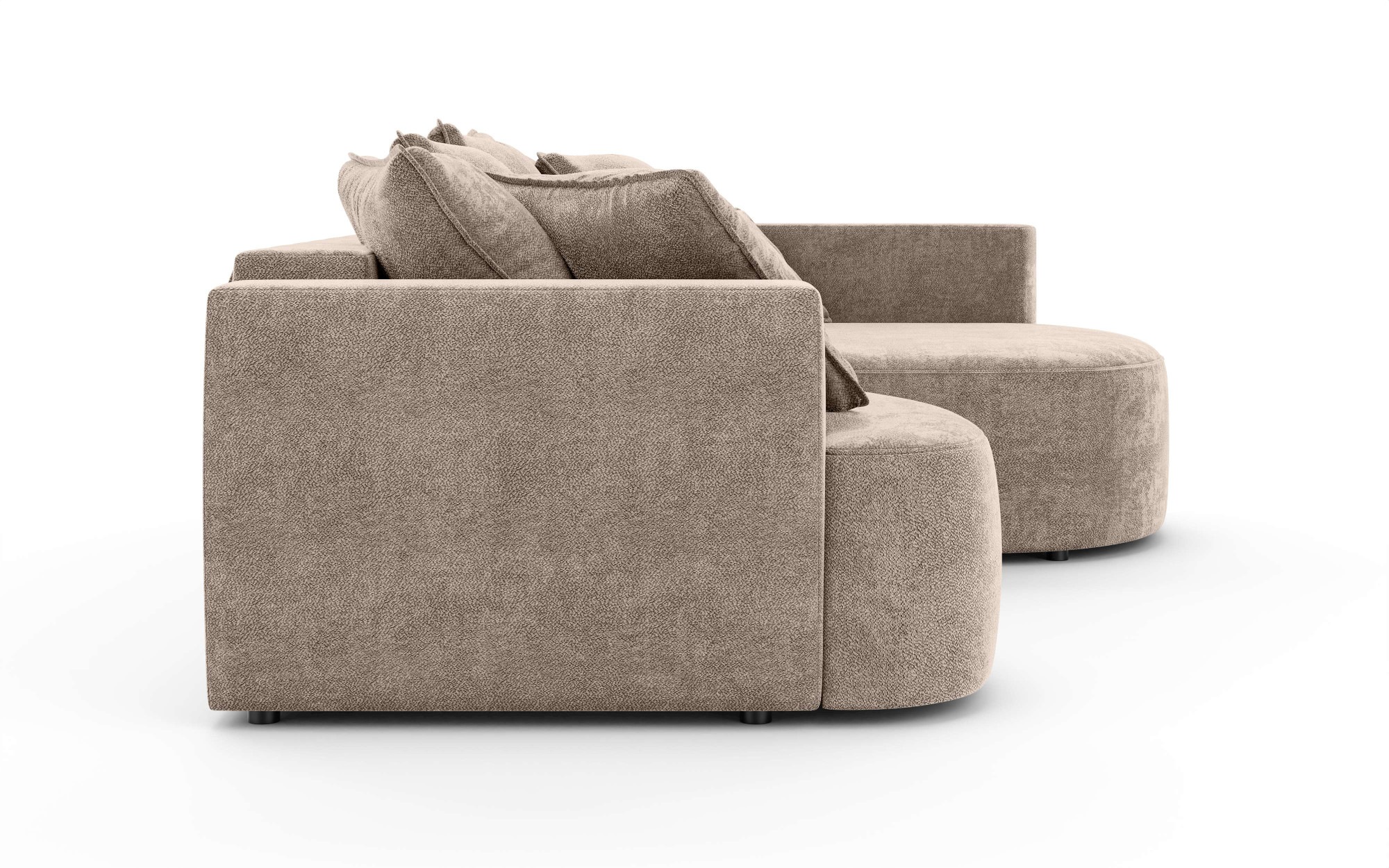INOSIGN Ecksofa »Kahekili, Schlafsofa mit Bettkasten, Maße B/T/H: 255/181/90/ cm«, L-Form mit Wellenunterfederung, 7 Rückenkissen und 2 Zierkissen