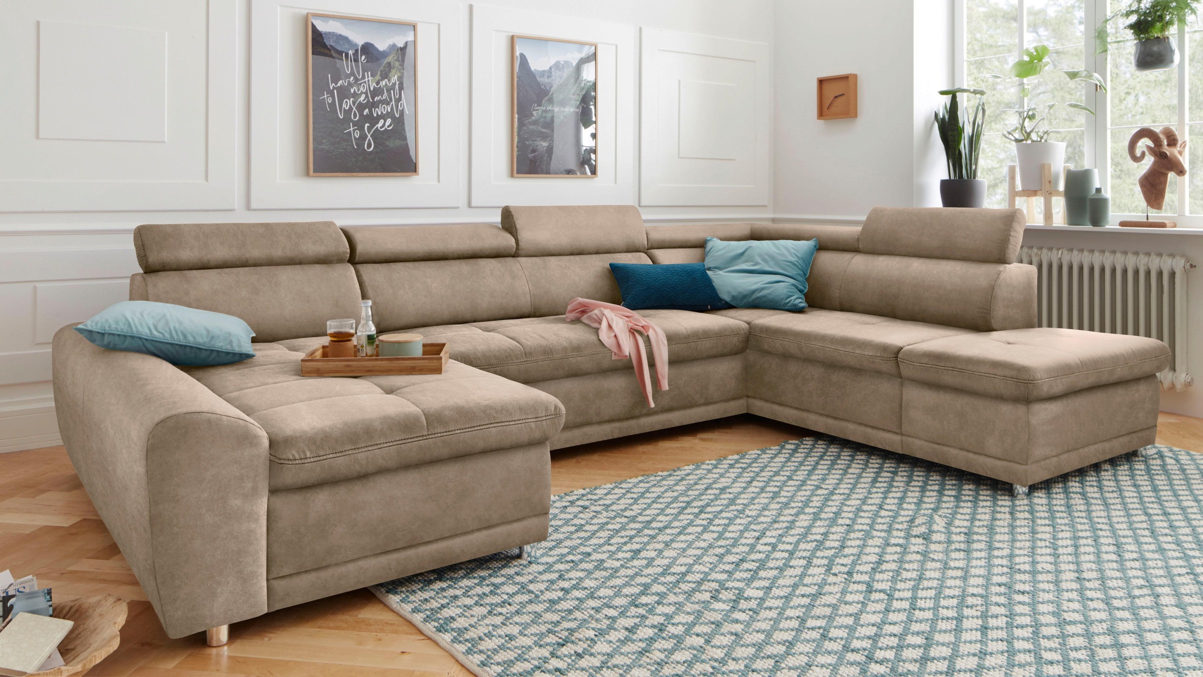 sit&more Wohnlandschaft "Riva U-Form", wahlweise mit Bettfunktion günstig online kaufen