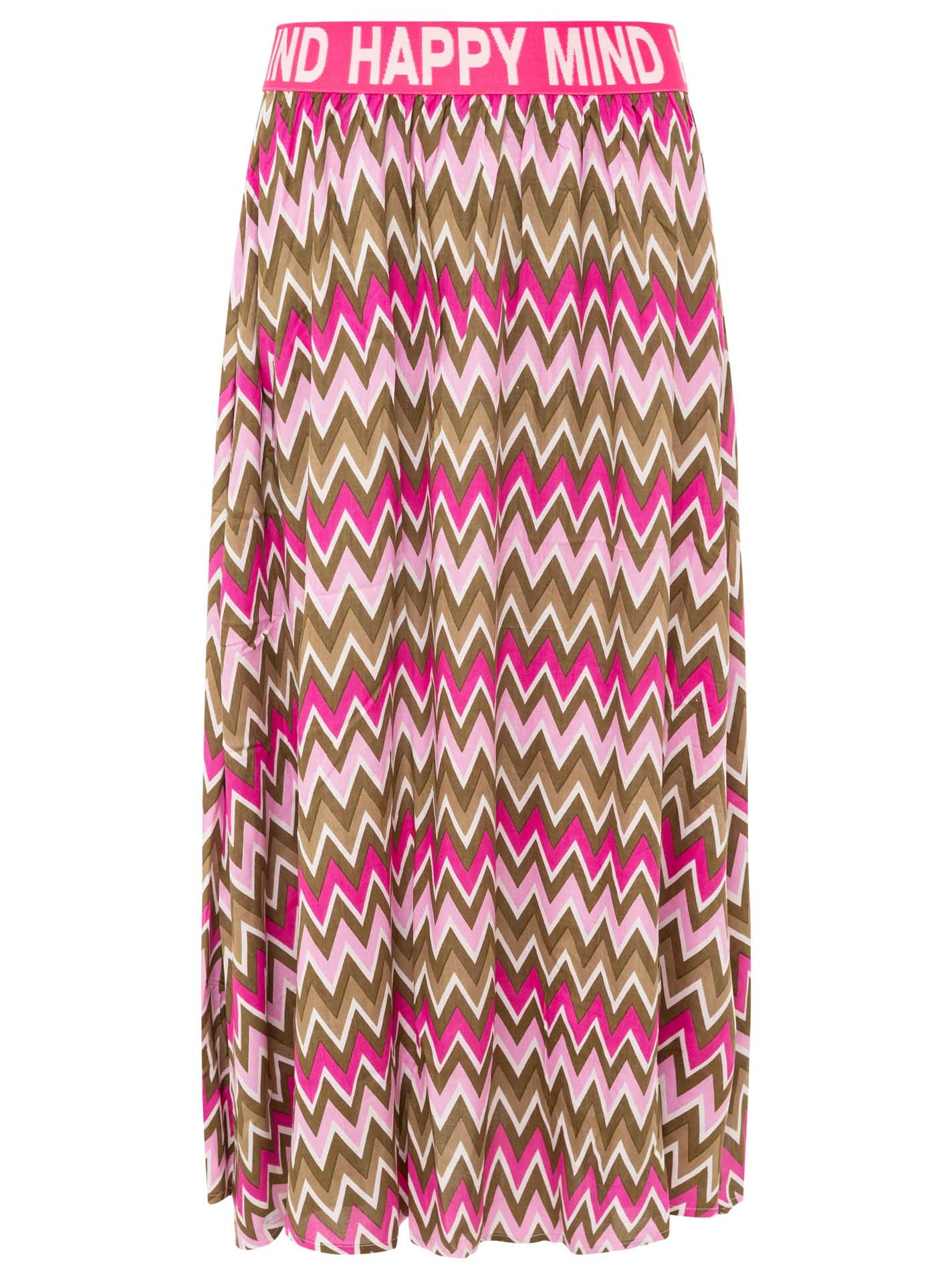 Zwillingsherz Maxirock »"Zick Zack"« farbiges Zackenmuster, Gummizug mit Schrift, knöchellang