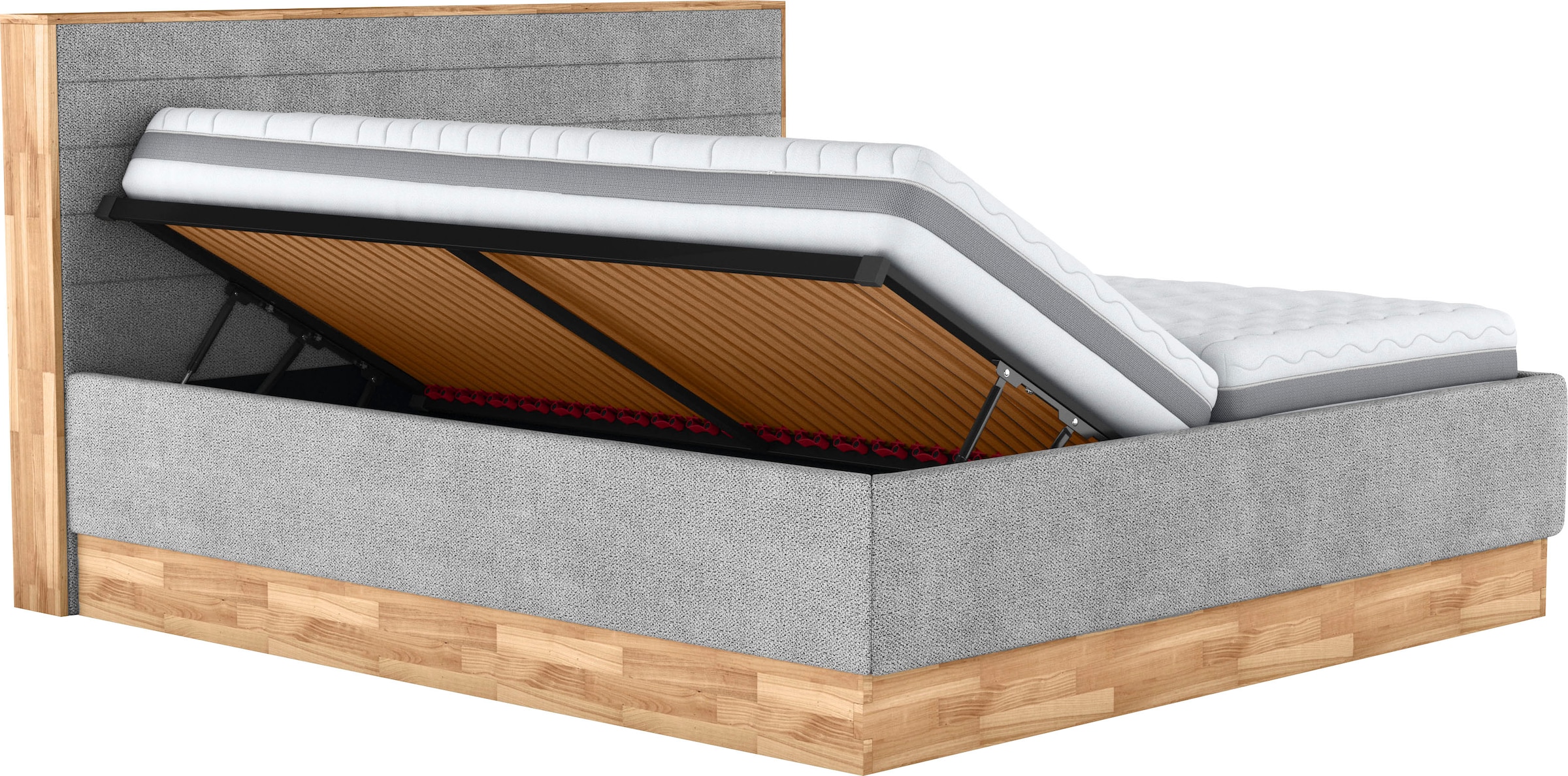 COTTA Polsterbett »PESETA inkl. Lattenrost und Stauraum, erhältlich in 160cm & 180cm« mit Echtholzleiste und gepolstertem Kopfteil