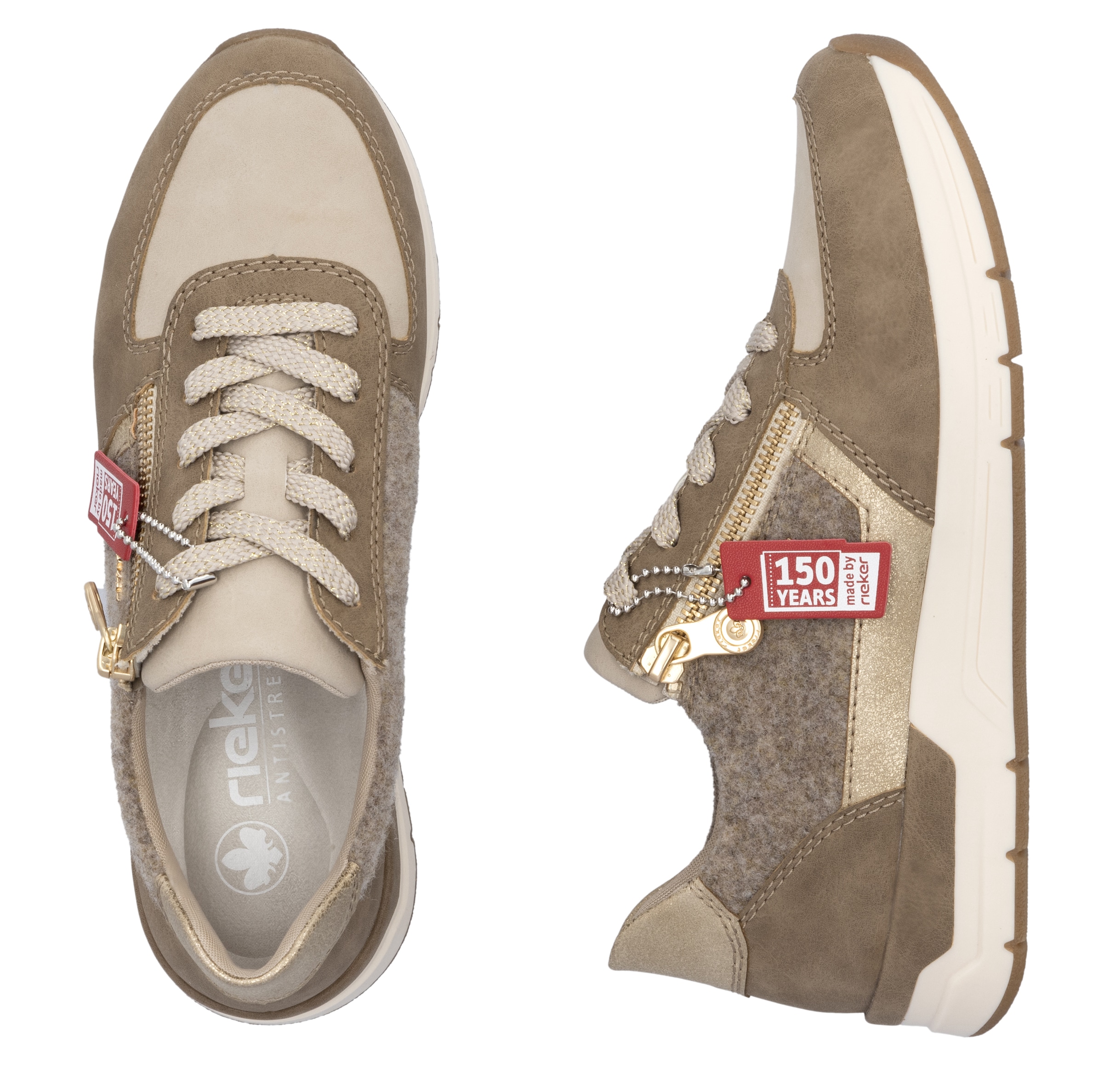 Rieker Sneaker, Freizeitschuh, Schnürschuh, Halbschuh mit modischen Akzenten
