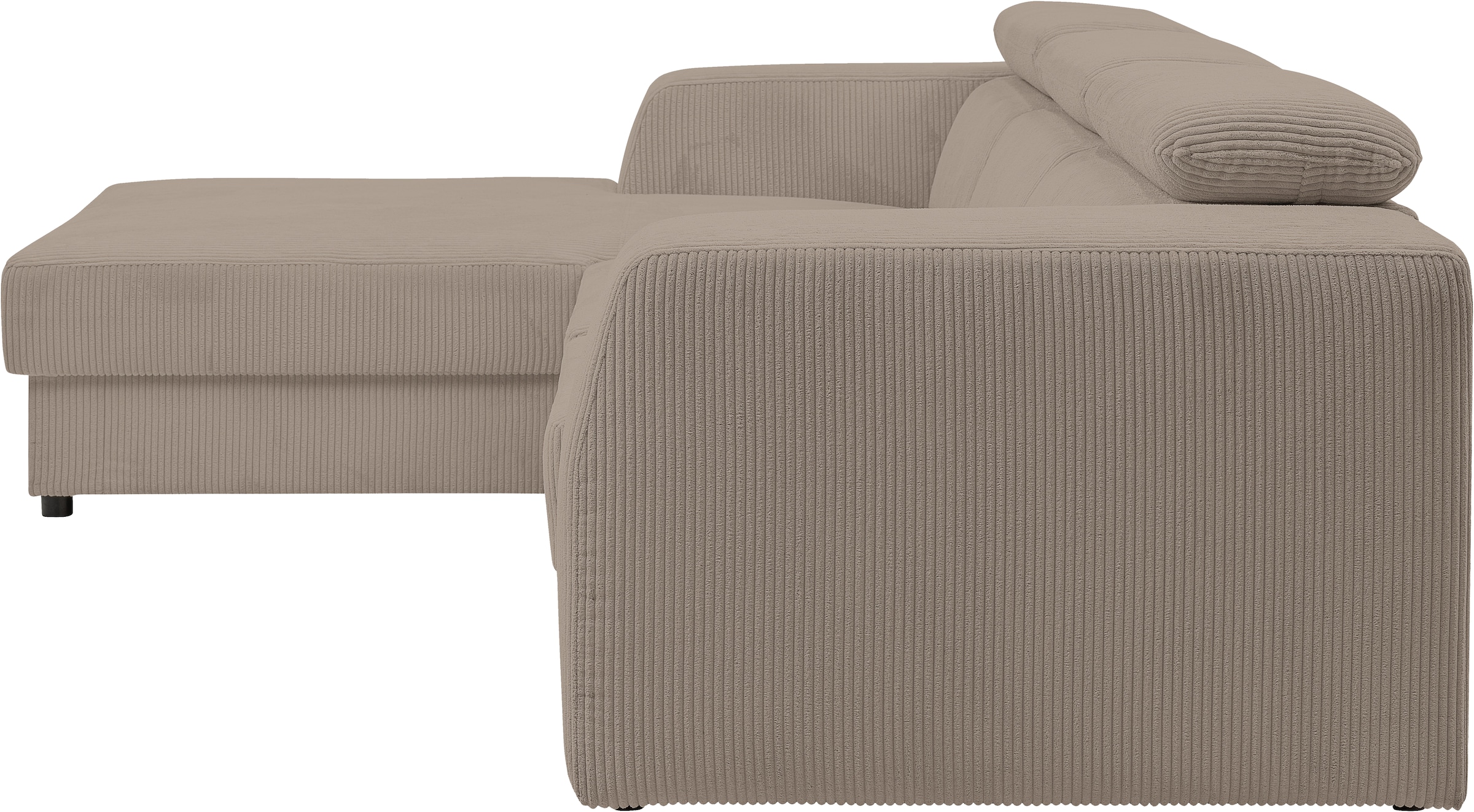 WERK2 Ecksofa »Cherry, modernes Sofa mit Komfortfunktionen, Breite 270cm, L-Form,«, bequem, mit verstellbaren Kopfteilen, Schlaffunktion und Bettkasten