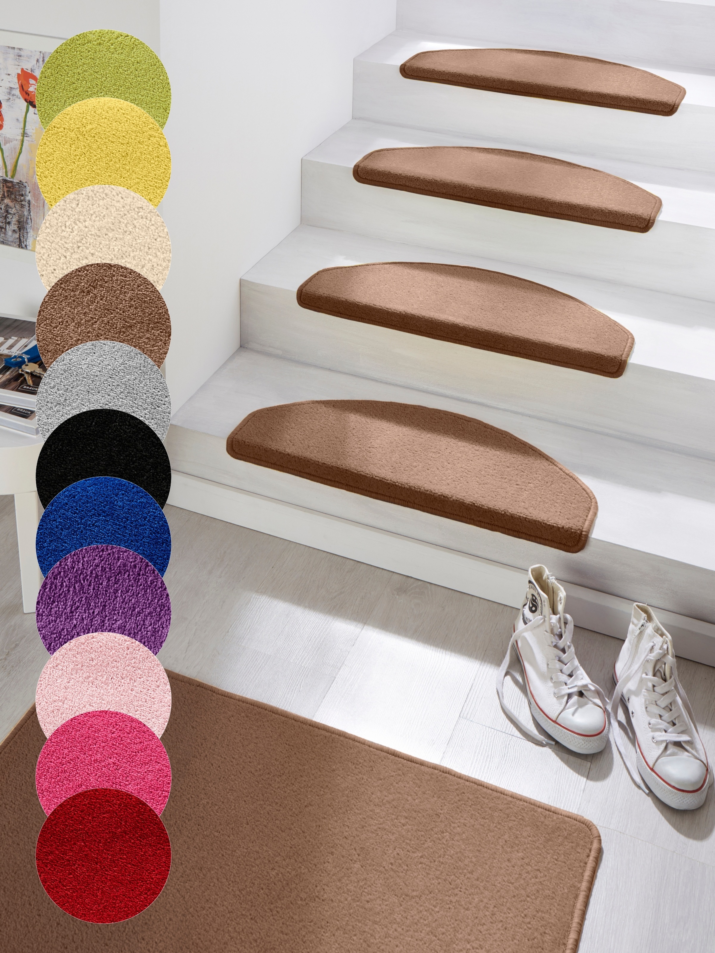 HANSE Home Stufenmatte »Fancy«, halbrund, 7 mm Höhe, 15 Stück, Treppenmatte günstig online kaufen