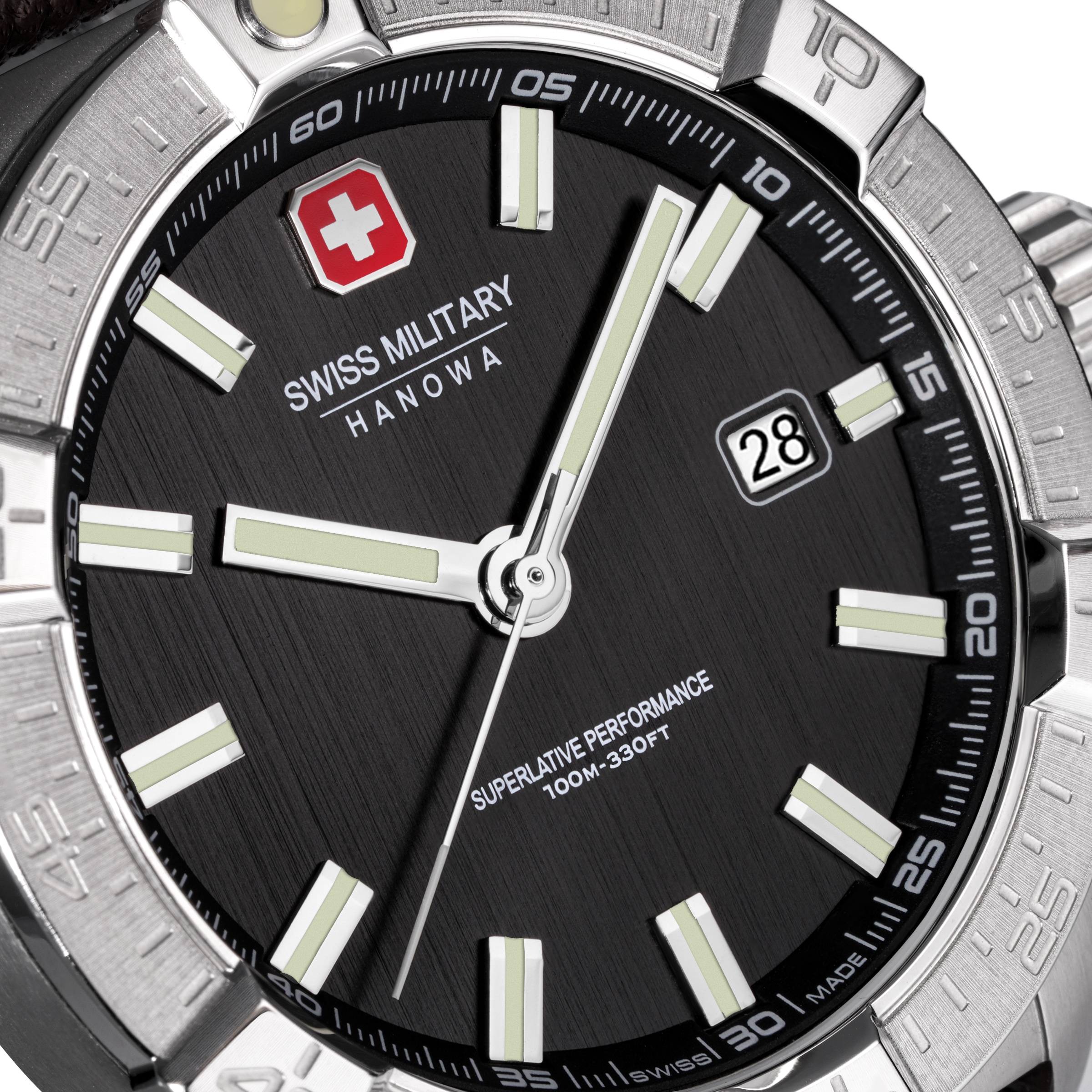 Swiss Military Hanowa Quarzuhr »Jockworth« Armbanduhr, Herrenuhr, Swiss Made, Lederarmband, analog, Tag