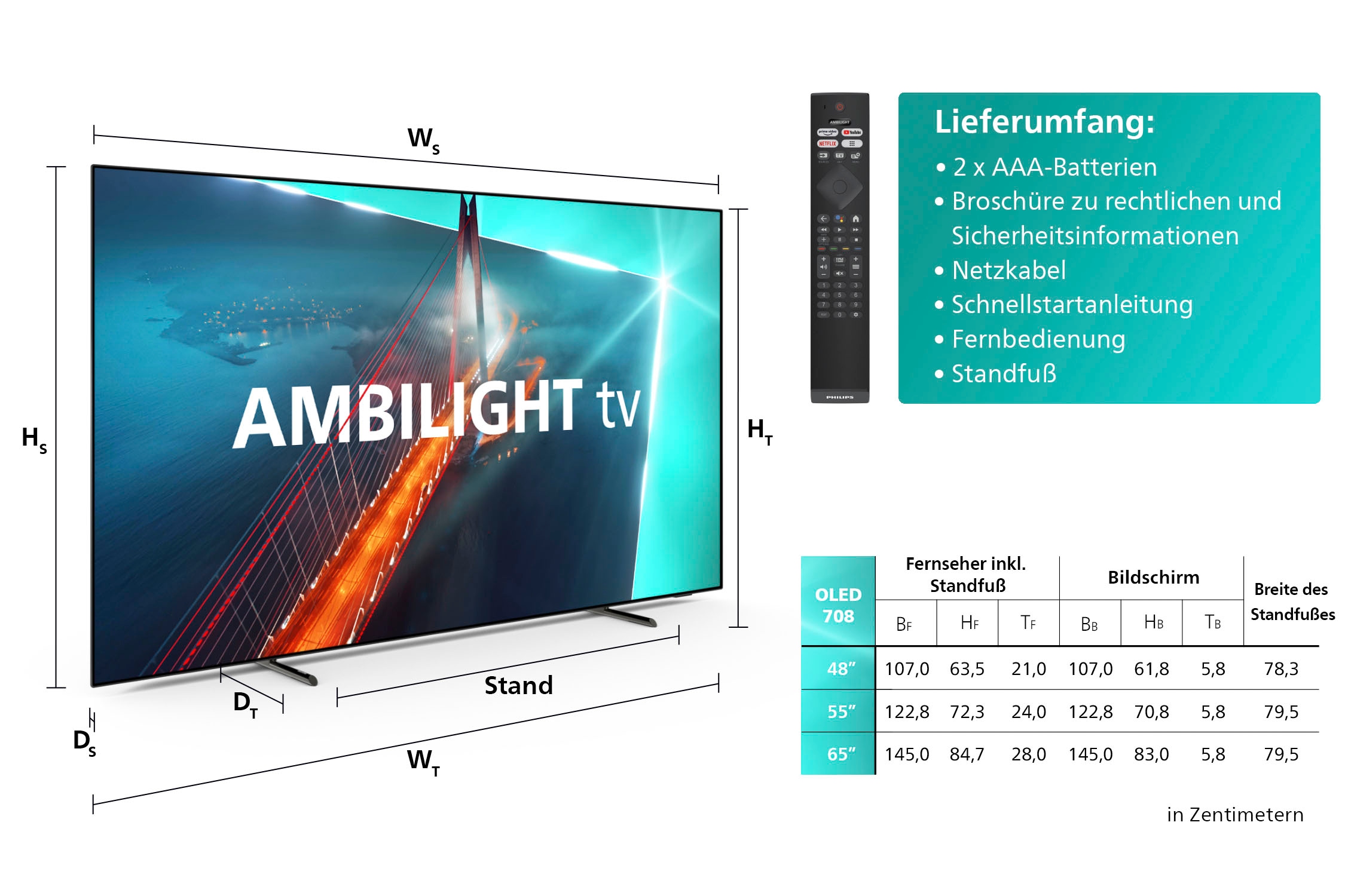 Philips OLED-Fernseher »48OLED708/12«, 121 cm/48 Zoll, 4K Ultra HD, Android TV-Google TV-Smart-TV