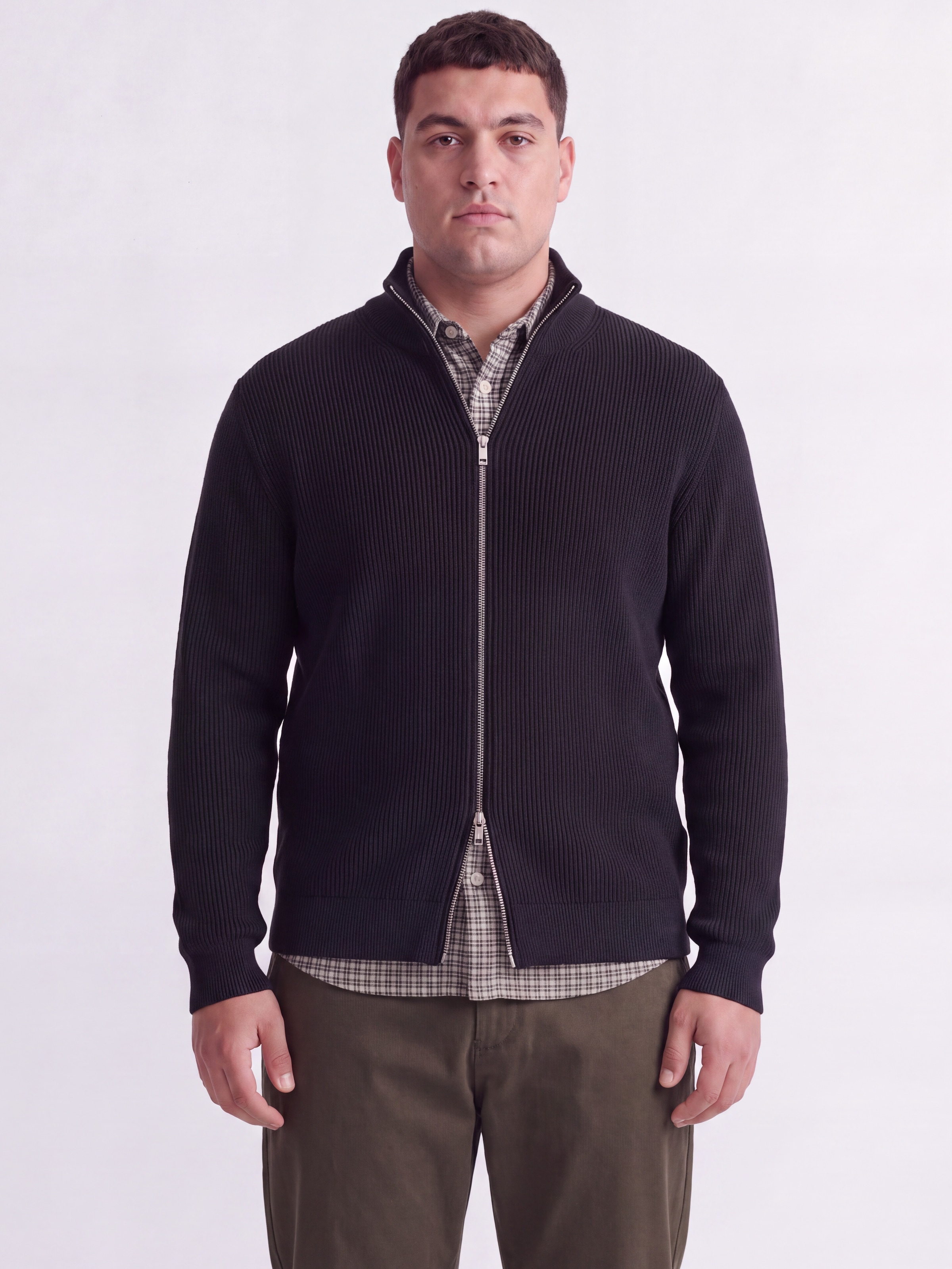 Jack & Jones PlusSize Strickjacke »JJEPERFECT KNIT FULL ZIP CARDIGAN SN PLS« Baumwollmischung, mit Stehkragen