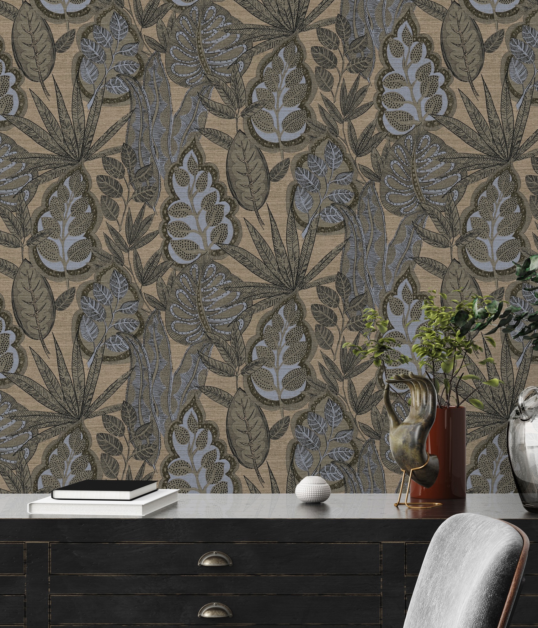 living walls Vliestapete »Famous Garden Blätter-Tapete Mustertapete Pflanzen Blattmotiv«, matt, Vliestapete floral für Schlafzimmer Küche Wohnzimmer Blätter Design