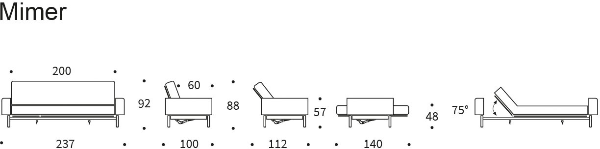 INNOVATION LIVING ™ Schlafsofa »MIMER hochwertige Schlaffunktion, aktuelles Design und extra Komfort,«, Taschenfederkernmatratze, Breite Liegefläche 140 cm