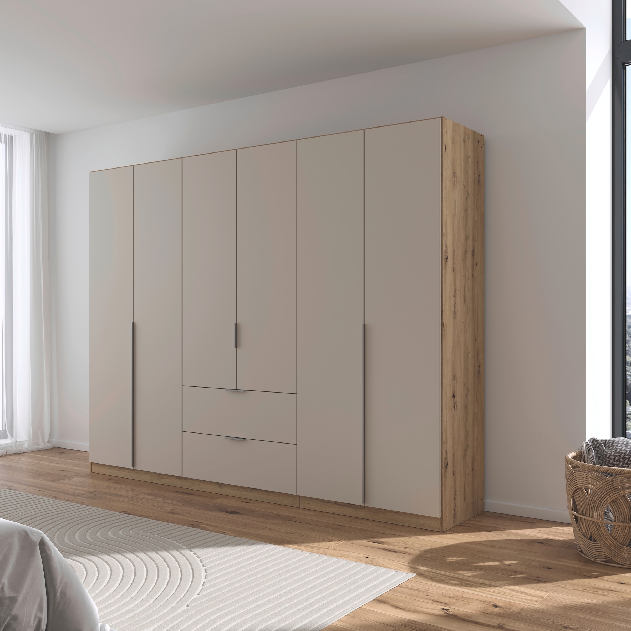 rauch Drehtürenschrank »Kleiderschrank Schrank Garderobe AGORDO mit Dekor- oder Hochglanzfront«, mit Außenschubkästen, in 6 Breiten und 2 Höhen MADE IN GERMANY