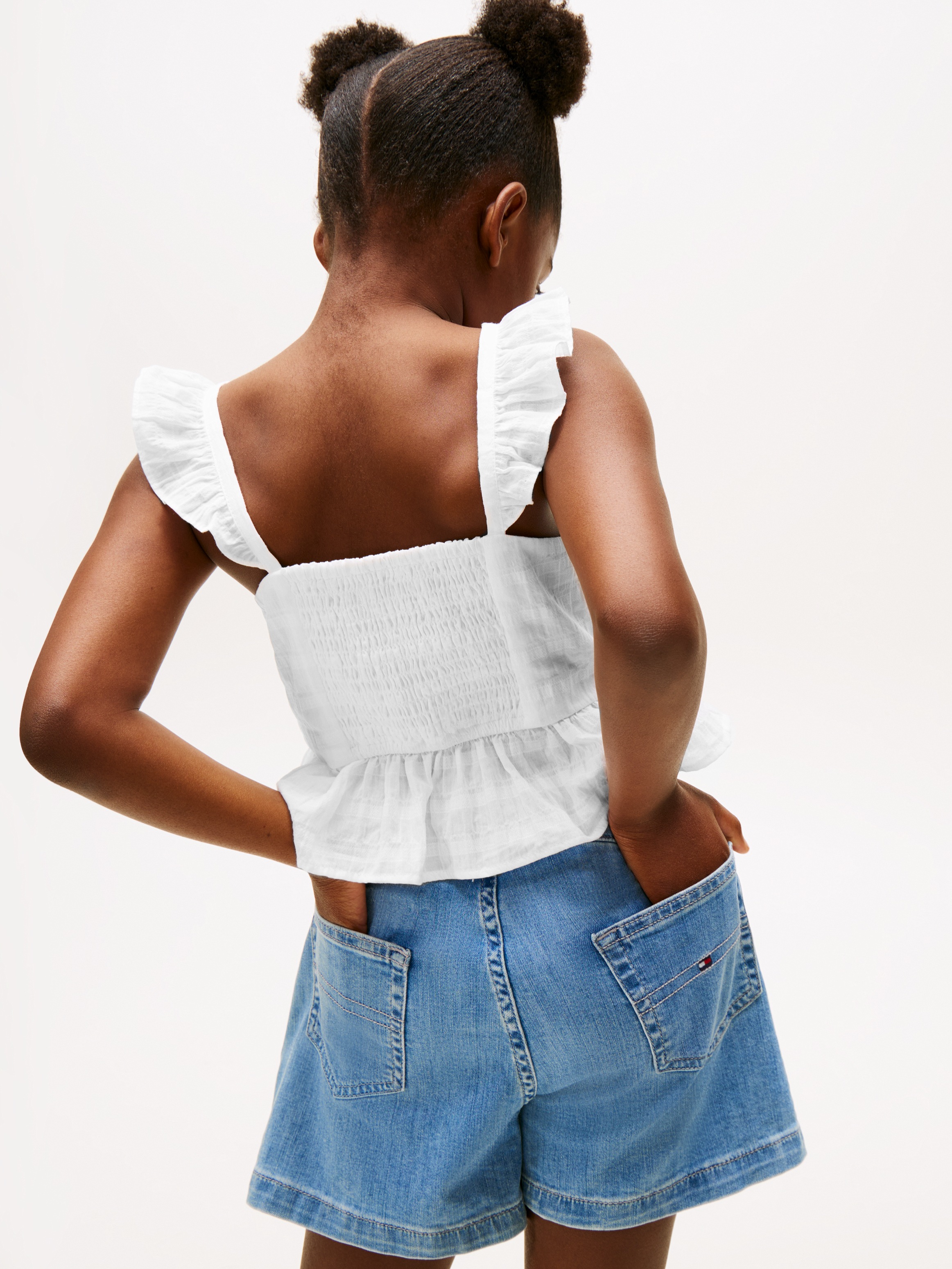 Tommy Hilfiger Trägertop »TEXTURED COTTON TOP SLVLS«, mit Stickerei, mit Rüschen