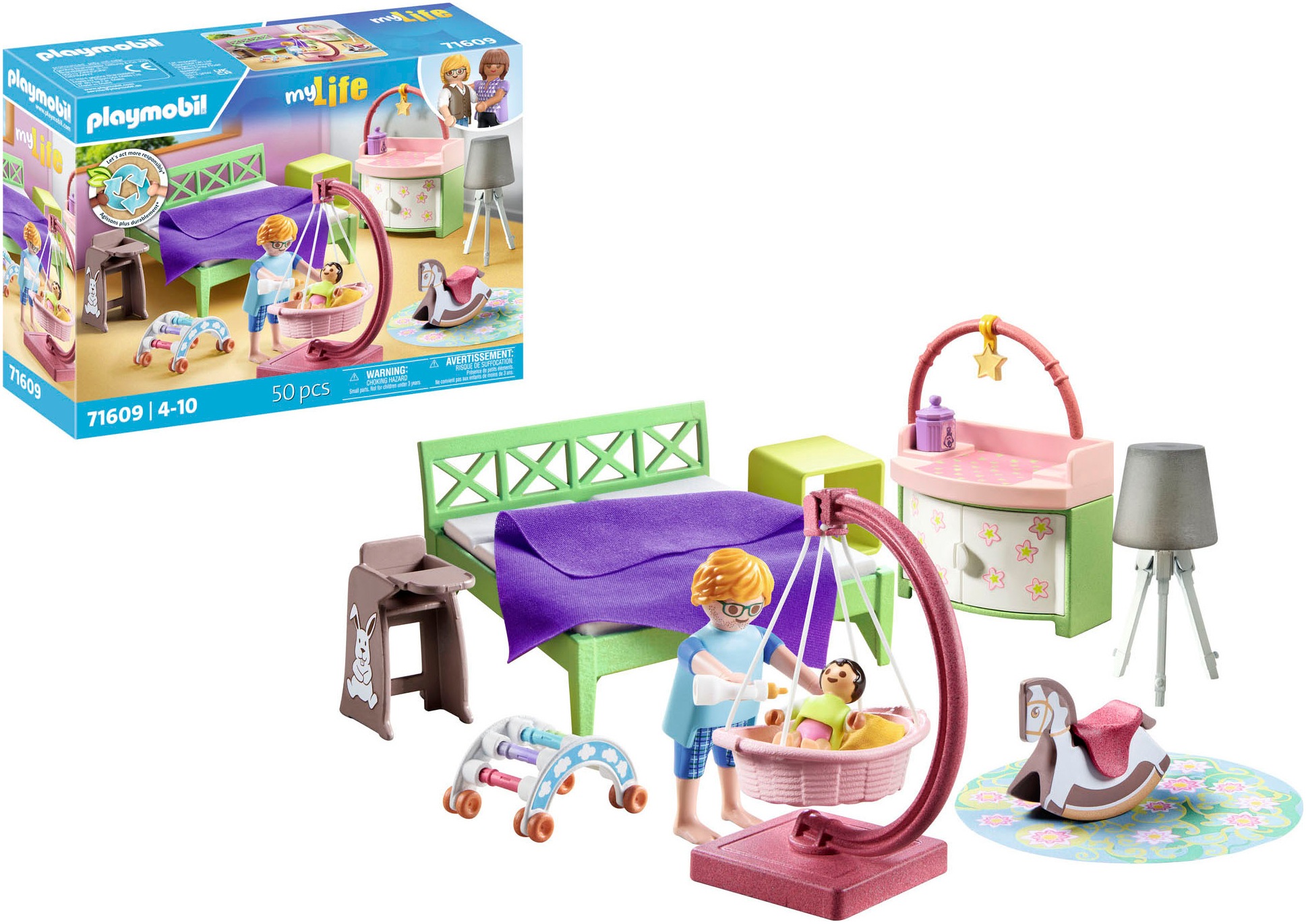 Playmobil® Konstruktions-Spielset »Schlafzimmer mit Babyspielecke (71609), myLife«, (50 St.), Made in Europe