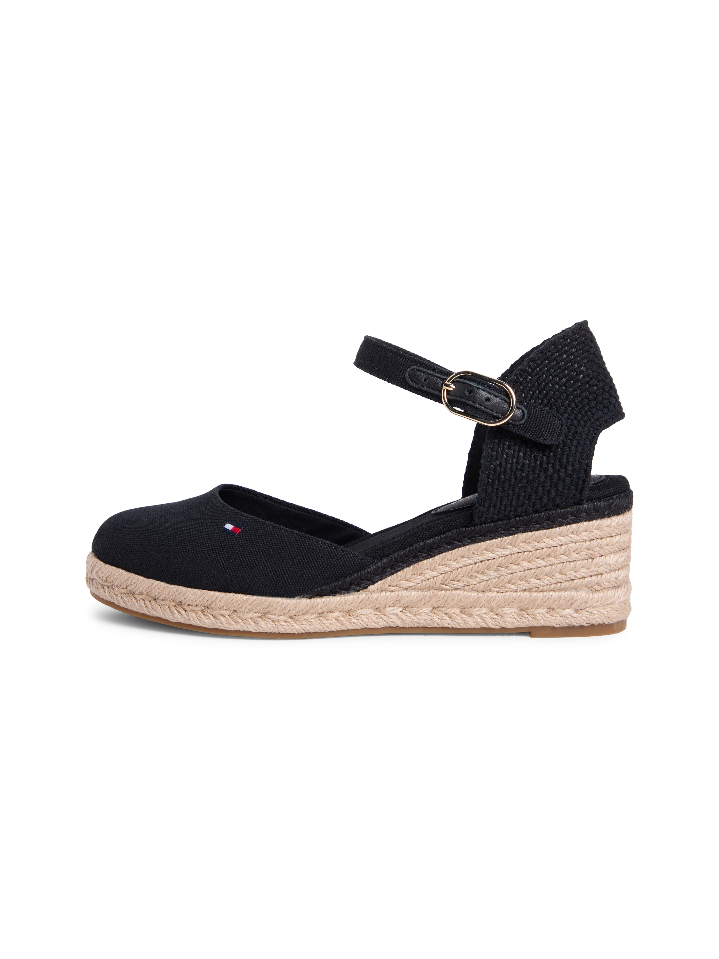 Tommy Hilfiger Keilsandalette »MID WEDGE ESPAD CLOSED TOE«  Plateau, Sommerschuh mit verstellbarer Schnalle, schmale Form