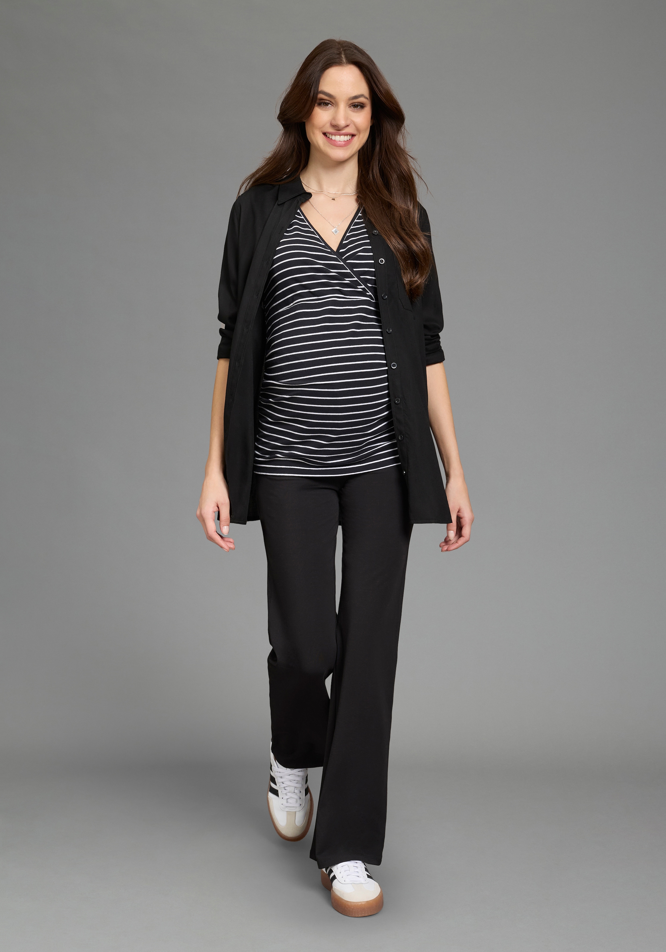 Neun Monate Umstandsleggings »2er Pack Umstands-Leggings boot cut«  für Schwangerschaft, aus weicher Baumwollmischung, langer Schnitt