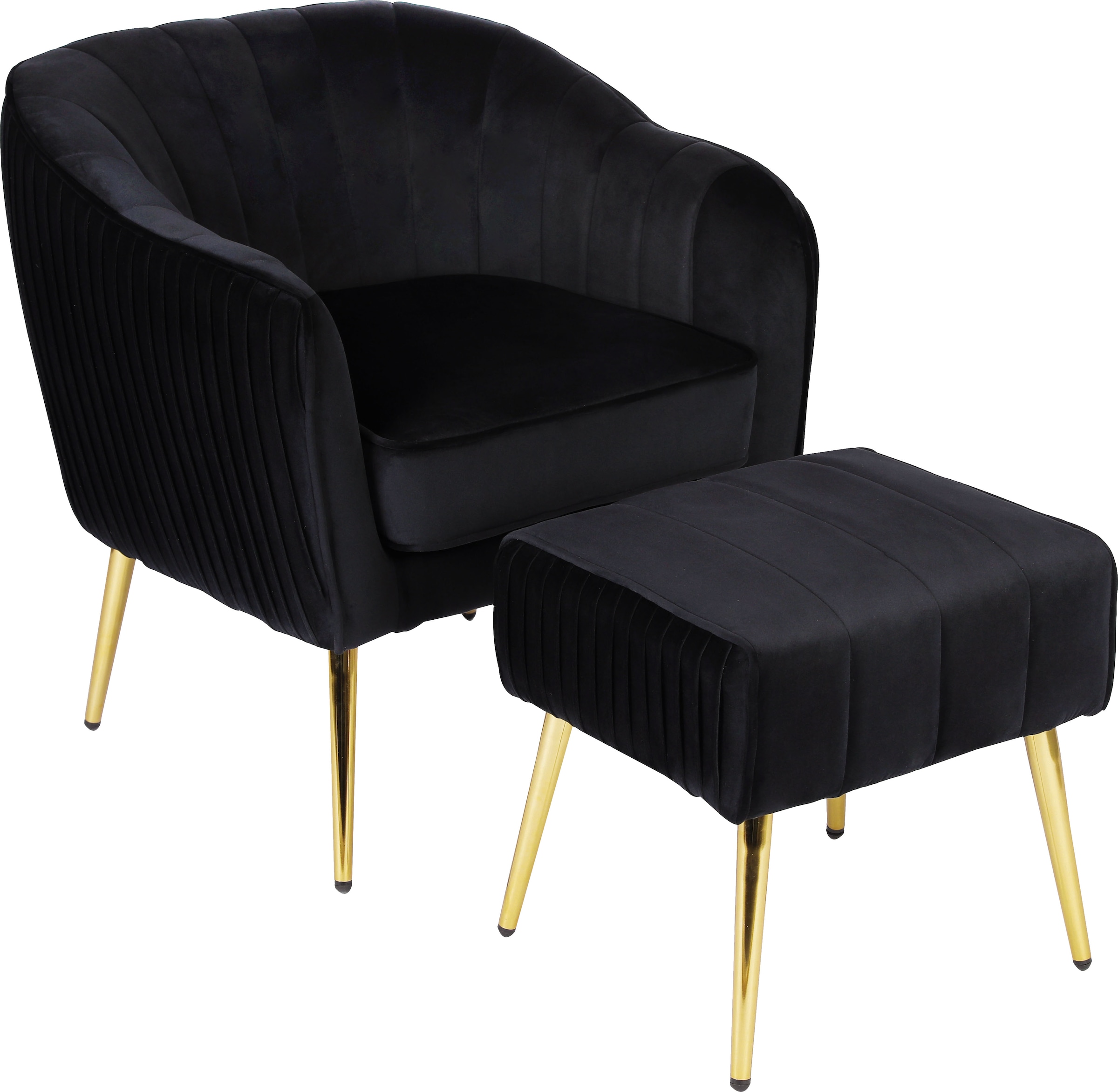 INOSIGN Loungesessel »ARROLL mit Hocker«, Cocktailsessel, Relaxsessel, Einzelsessel und Hocker bequem gepolstert