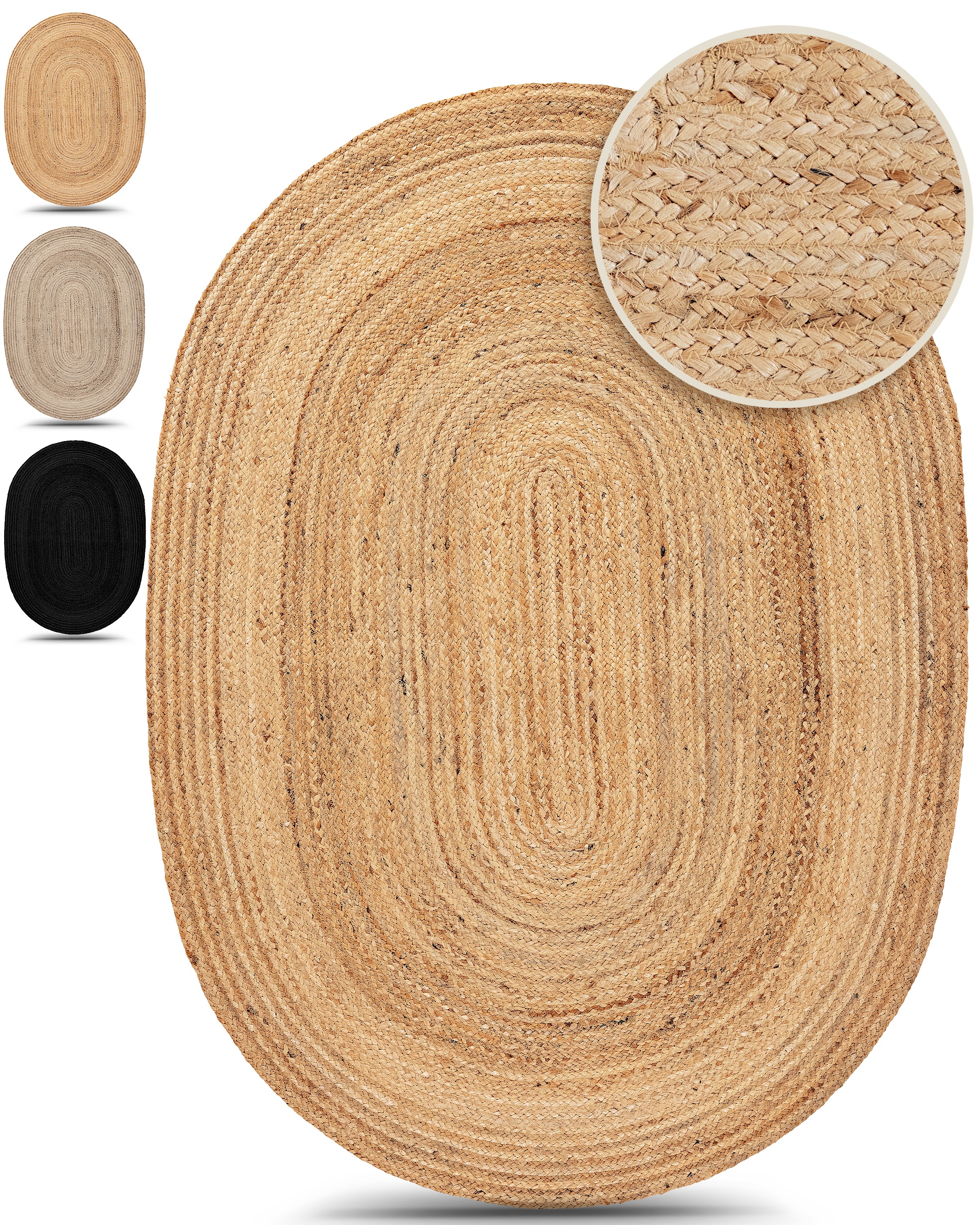 carpetfine Teppich »Nele Juteteppich Naturfaser«, rund, 6 mm Höhe, geflocht günstig online kaufen