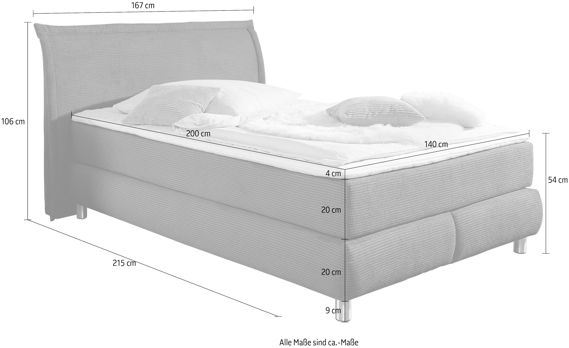 INOSIGN Boxspringbett »"Coloma"«, in H2, H3 oder H4 erhältlich