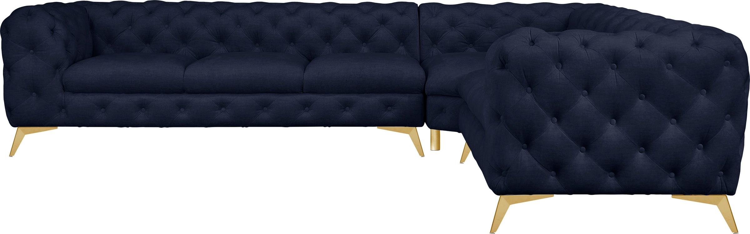 Leonique Chesterfield-Sofa »Ecksofa GLYNIS L-Form mit Wellenunterfederung, günstig online kaufen