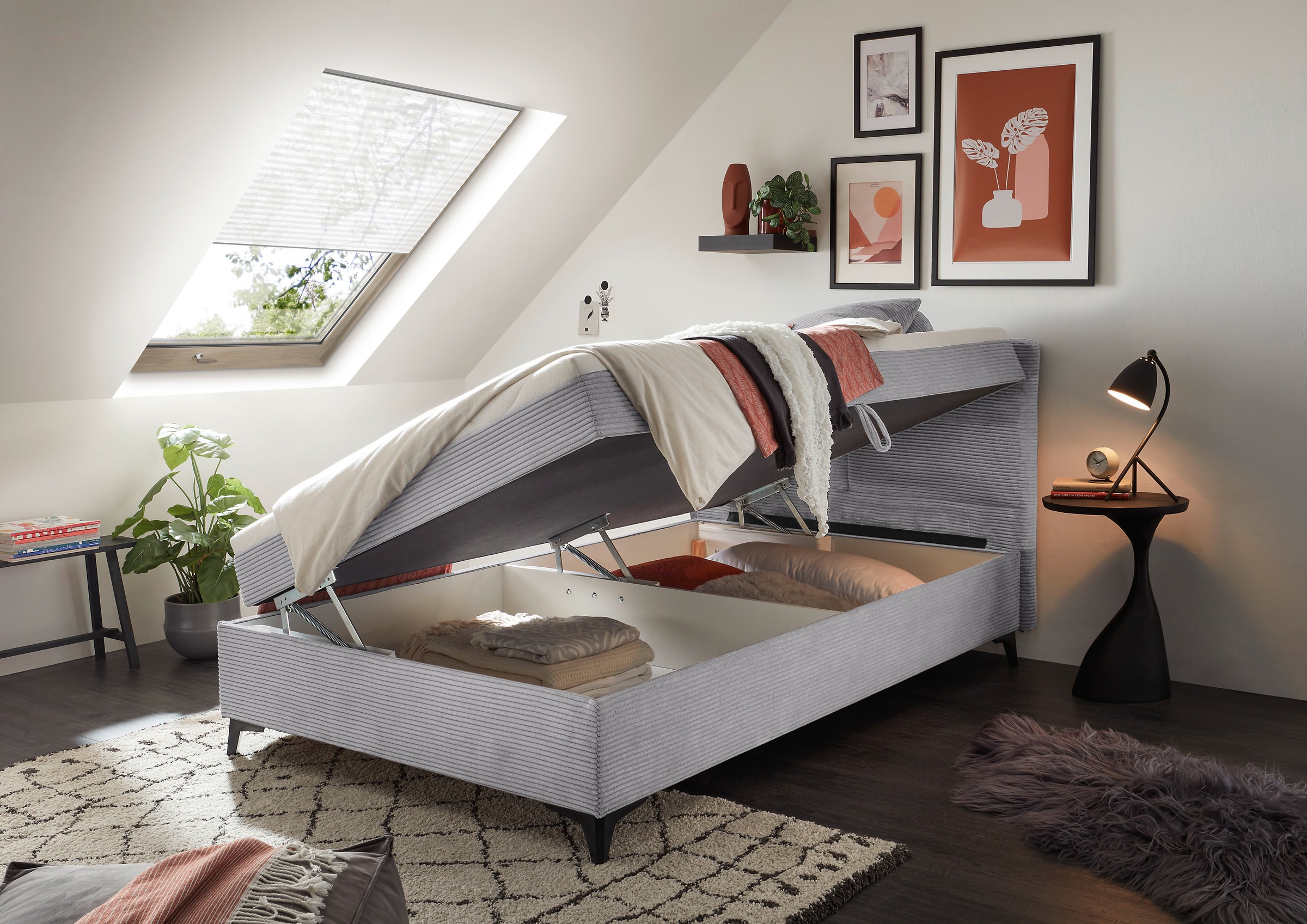 ED EXCITING DESIGN Boxbett »Andon« mit Bettkasten, integrierter Topper, universell aufbaubar