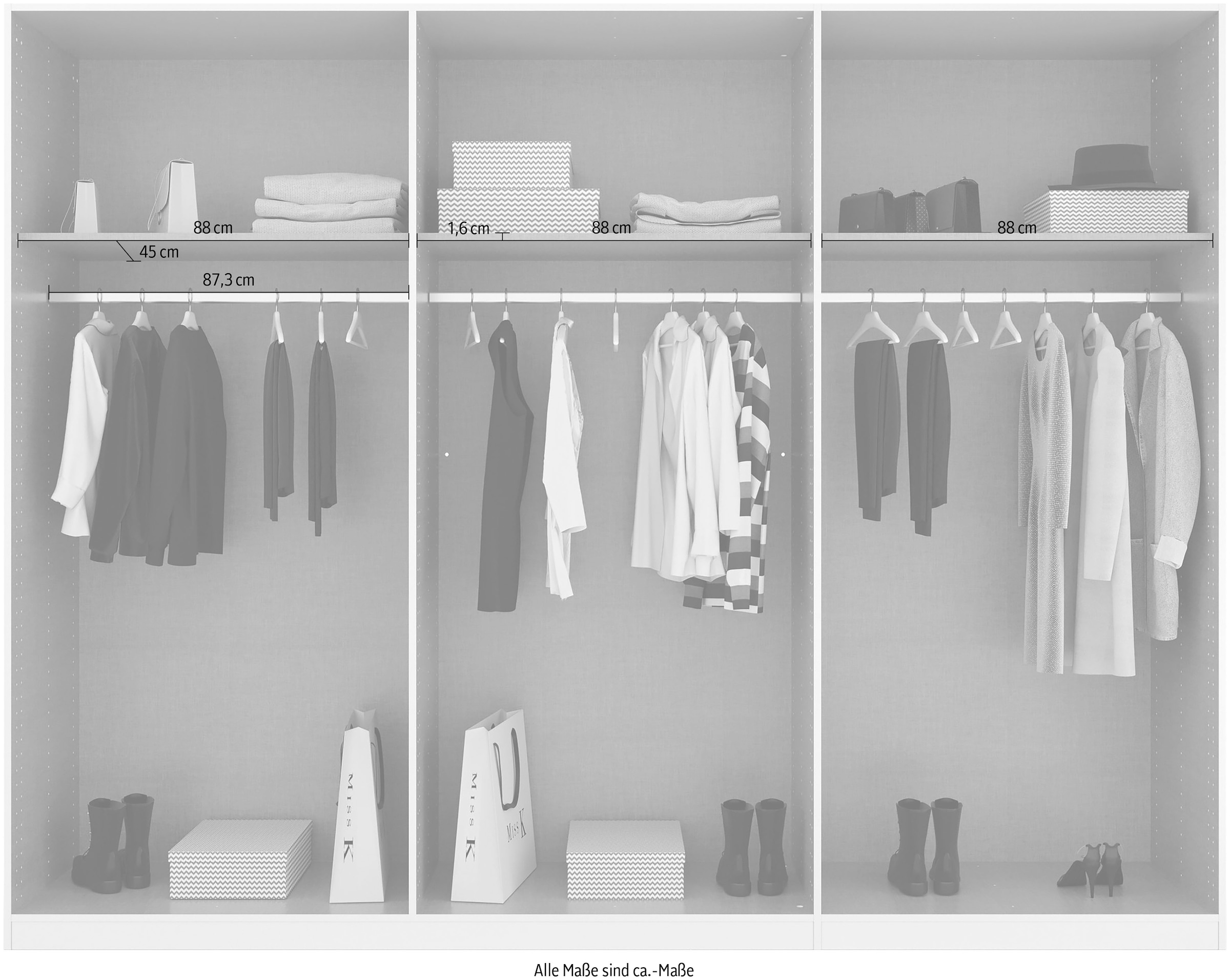 rauch Drehtürenschrank »Homey by Quadra Spin«, mit Grifflaschen aus weichem, cognacbraunem Leder, mit Spiegel