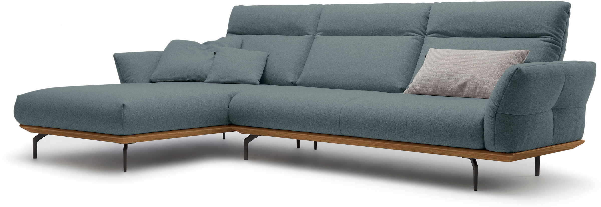 Creation BY ROLF BENZ Ecksofa »hs.460«, Sockel in Nussbaum, Winkelfüße in Umbragrau, Breite 318 cm