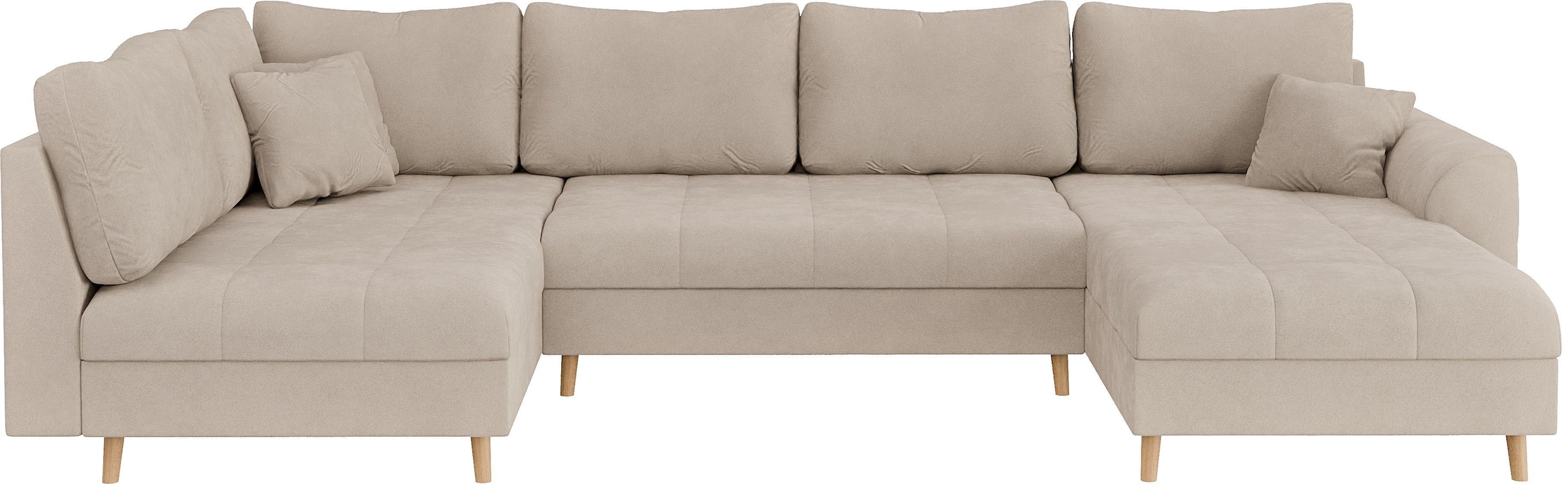 Home affaire Wohnlandschaft »CHARRE U-Form mit Ottomane, Maße B/T/H: 310/161/81 cm«, feine Steppung, lose Rücken- und Zierkissen, auch in Cord und Bouclé