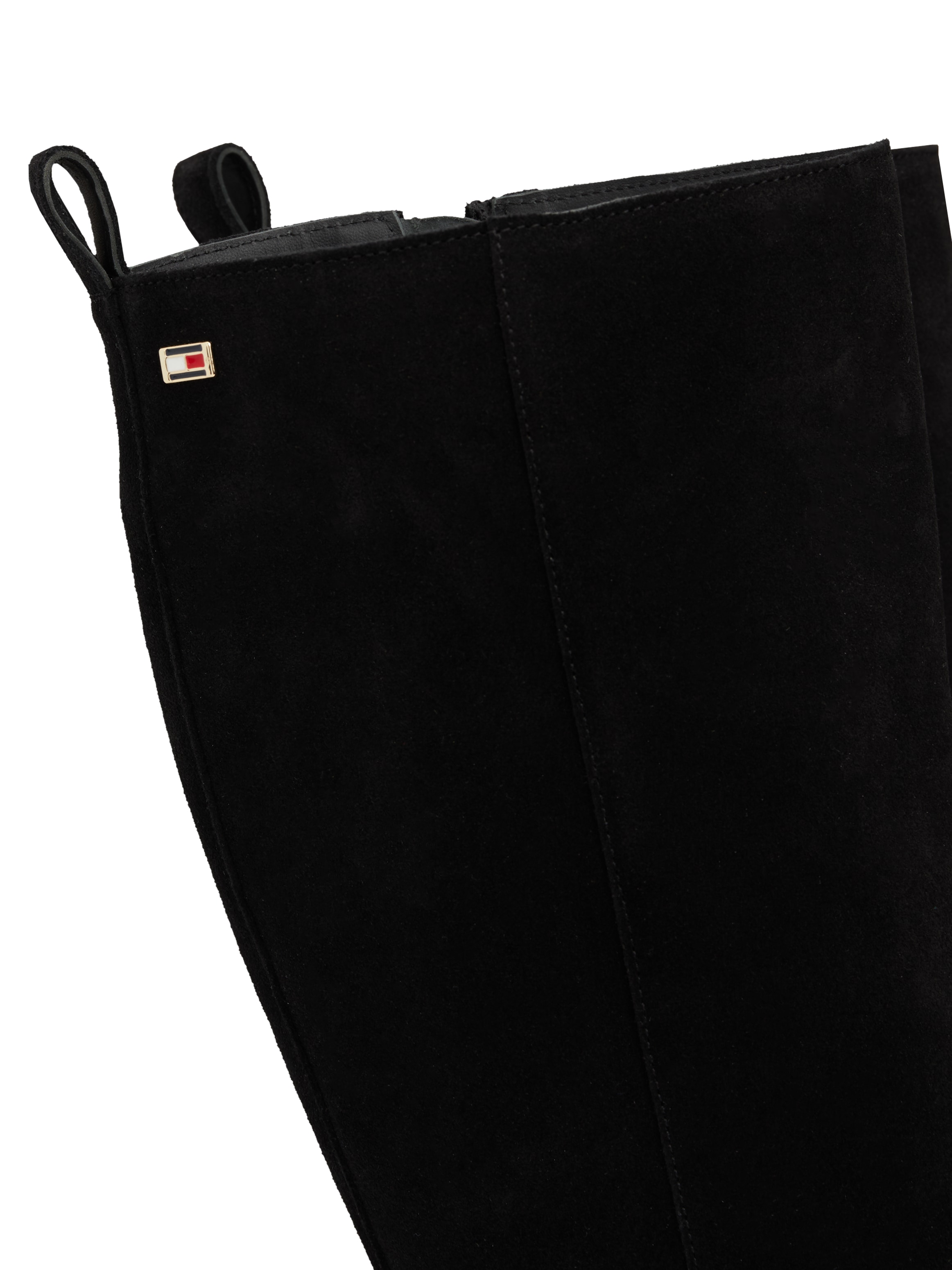 Tommy Hilfiger Stiefel »FLAG SUEDE LONG BOOT ZIP«, Blockabsatz, Langschaftstiefel, Businesstiefel mit kleinem Logo
