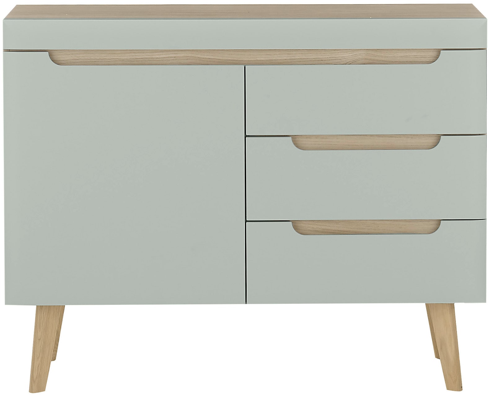 INOSIGN Sideboard »Torge, Anrichte, Kommode, Schubladenschrank«, (1 St.), abgeschrägte Füße, drei Farben, Scandi Design, 107 cm breit