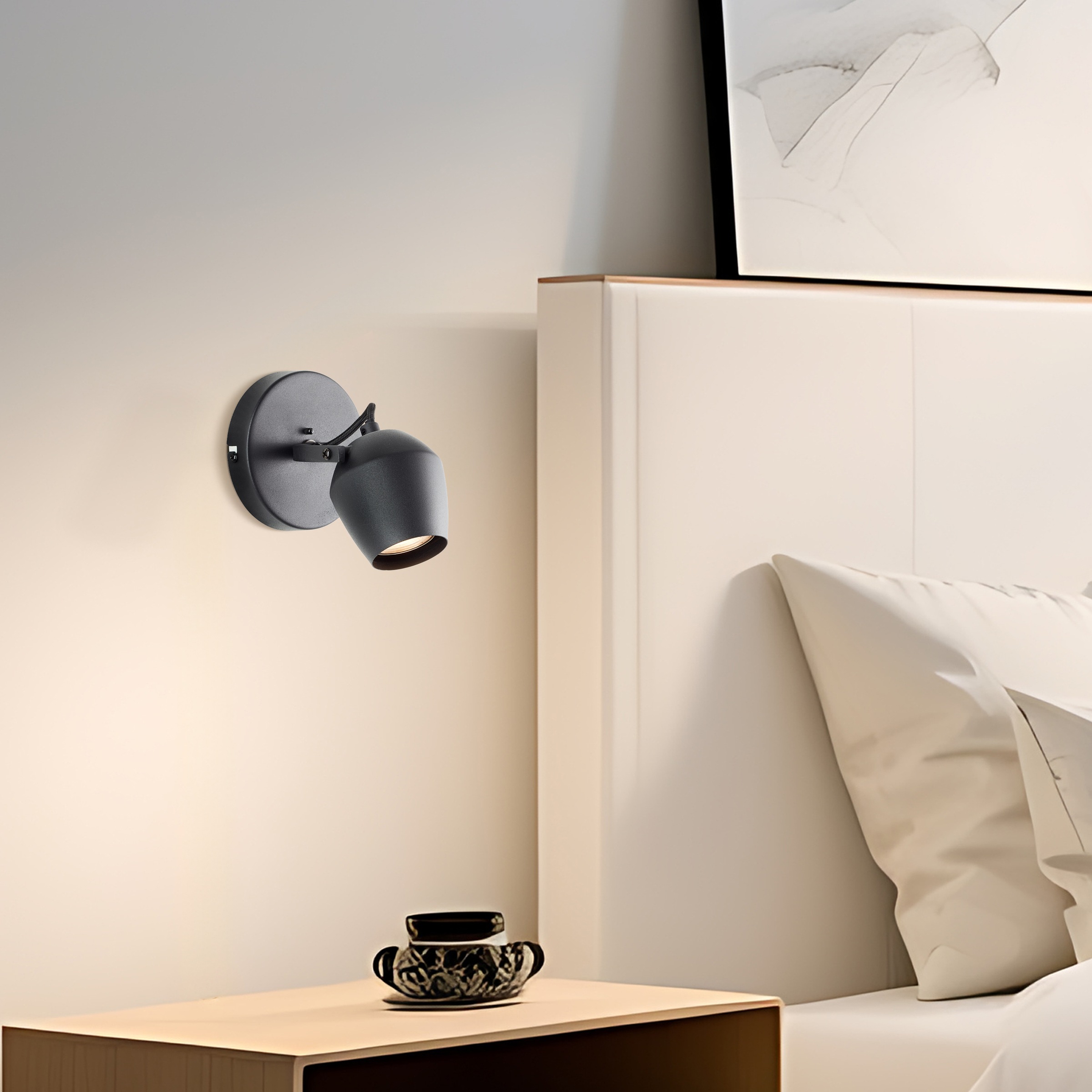 Brilliant Wandstrahler »Vertino« GU10 1 Stk. Warmweiß Ø 12 cm, GU10, 350 lm, 3000 K, dimmbar, schwarz